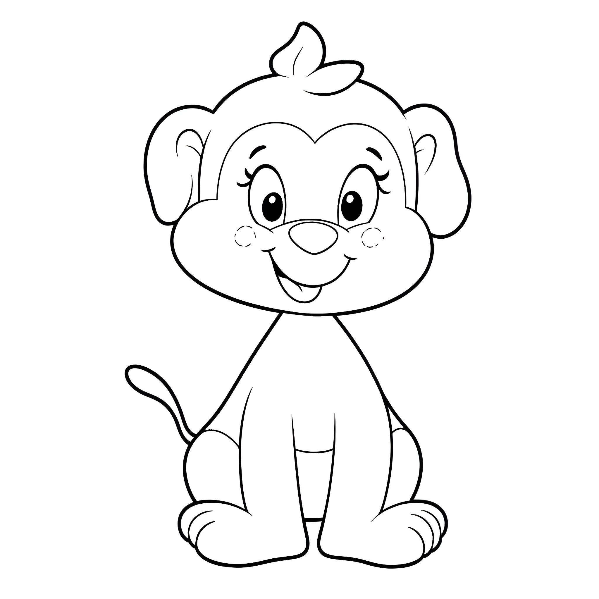 Idea of a happy cartoon puppy Coloring Page (free black-and-white line drawing printable PDF for all, from beginners to advanced learners, including children, teens, adults, and seniors)