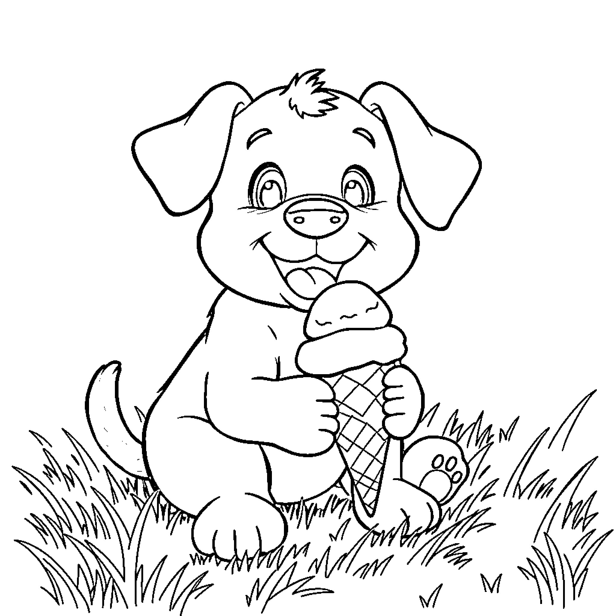 Bluey enjoying a tasty ice cream treat Coloring Page (free black-and-white line drawing printable PDF for all, from beginners to advanced learners, including children, teens, adults, and seniors)