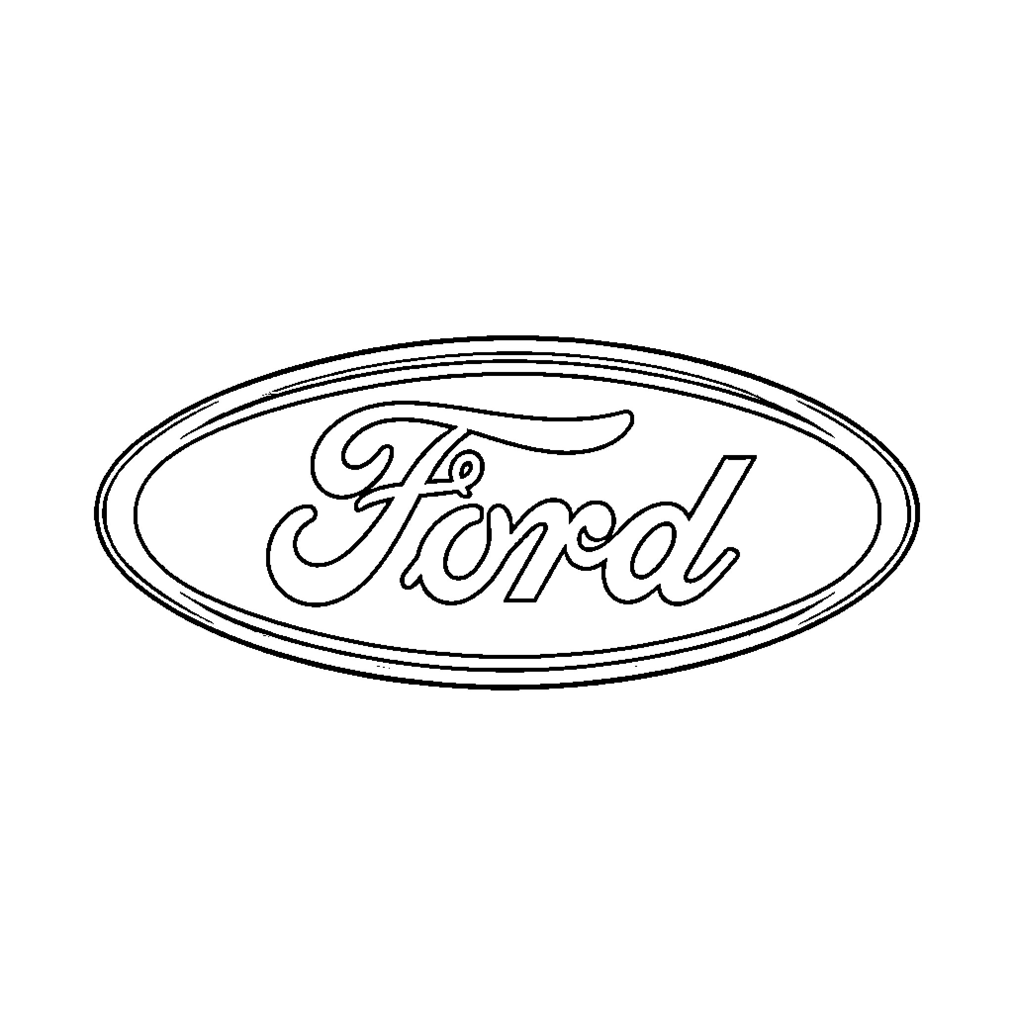 Ford logo in black and white Coloring Page (free black-and-white line drawing printable PDF for all, from beginners to advanced learners, including children, teens, adults, and seniors)
