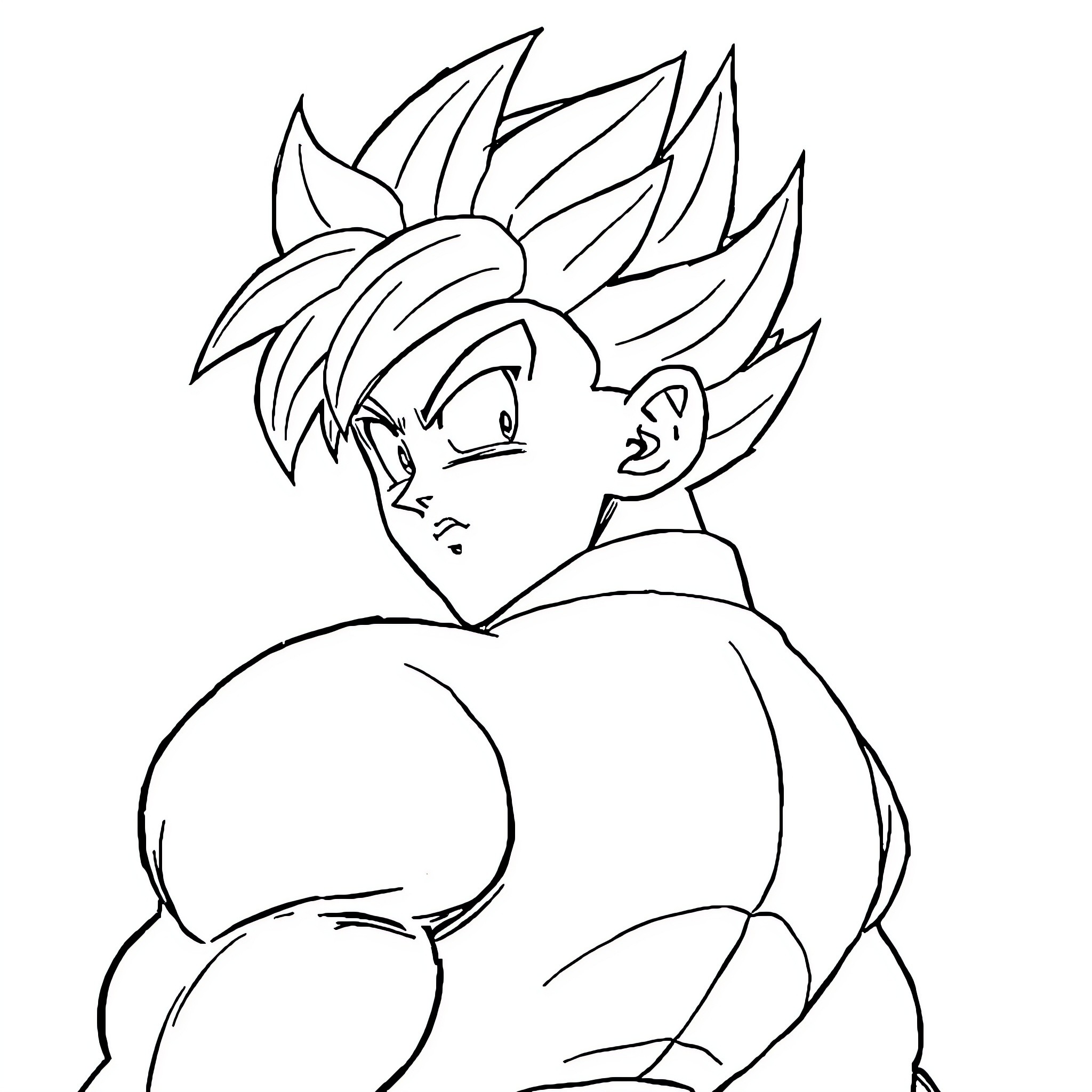 Cell character with spiky hair in action Coloring Page (free black-and-white line drawing printable PDF for all, from beginners to advanced learners, including children, teens, adults, and seniors)