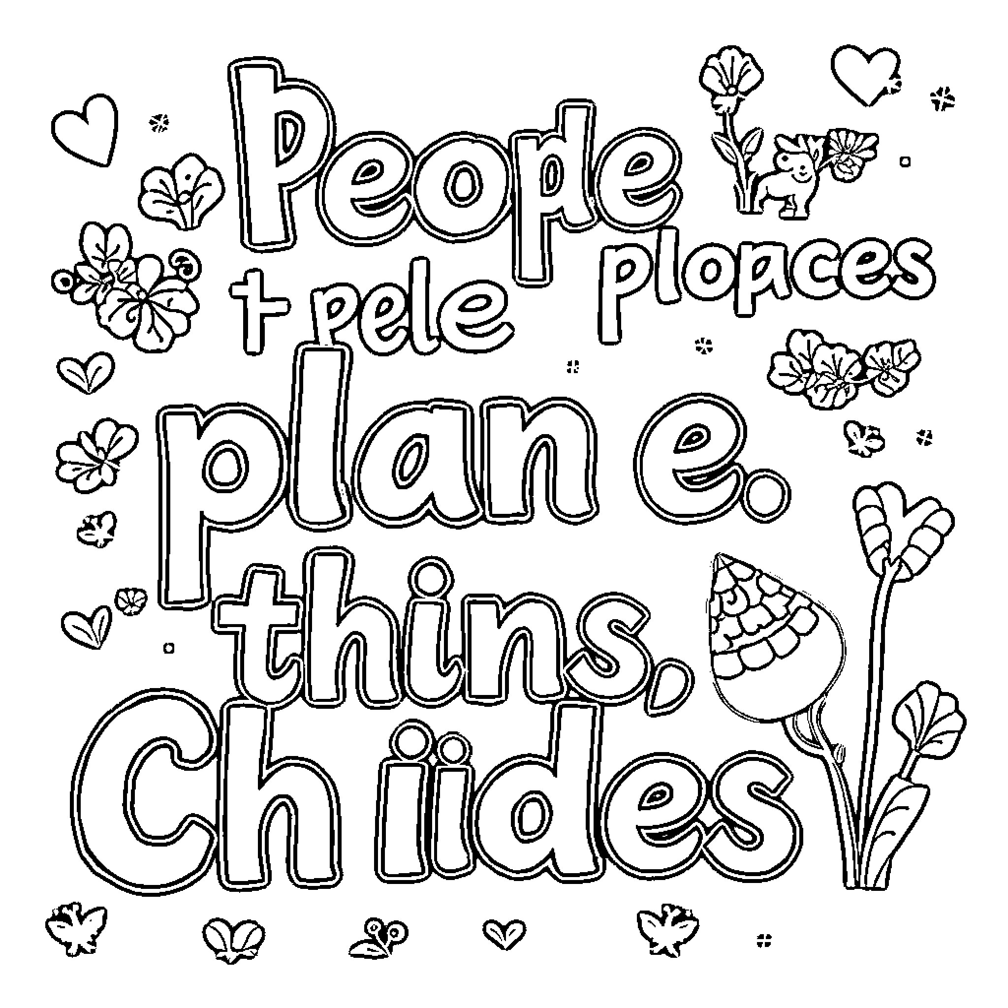 Noun Inspirational Quote with Doodles Coloring Page (free black-and-white line drawing printable PDF for all, from beginners to advanced learners, including children, teens, adults, and seniors)