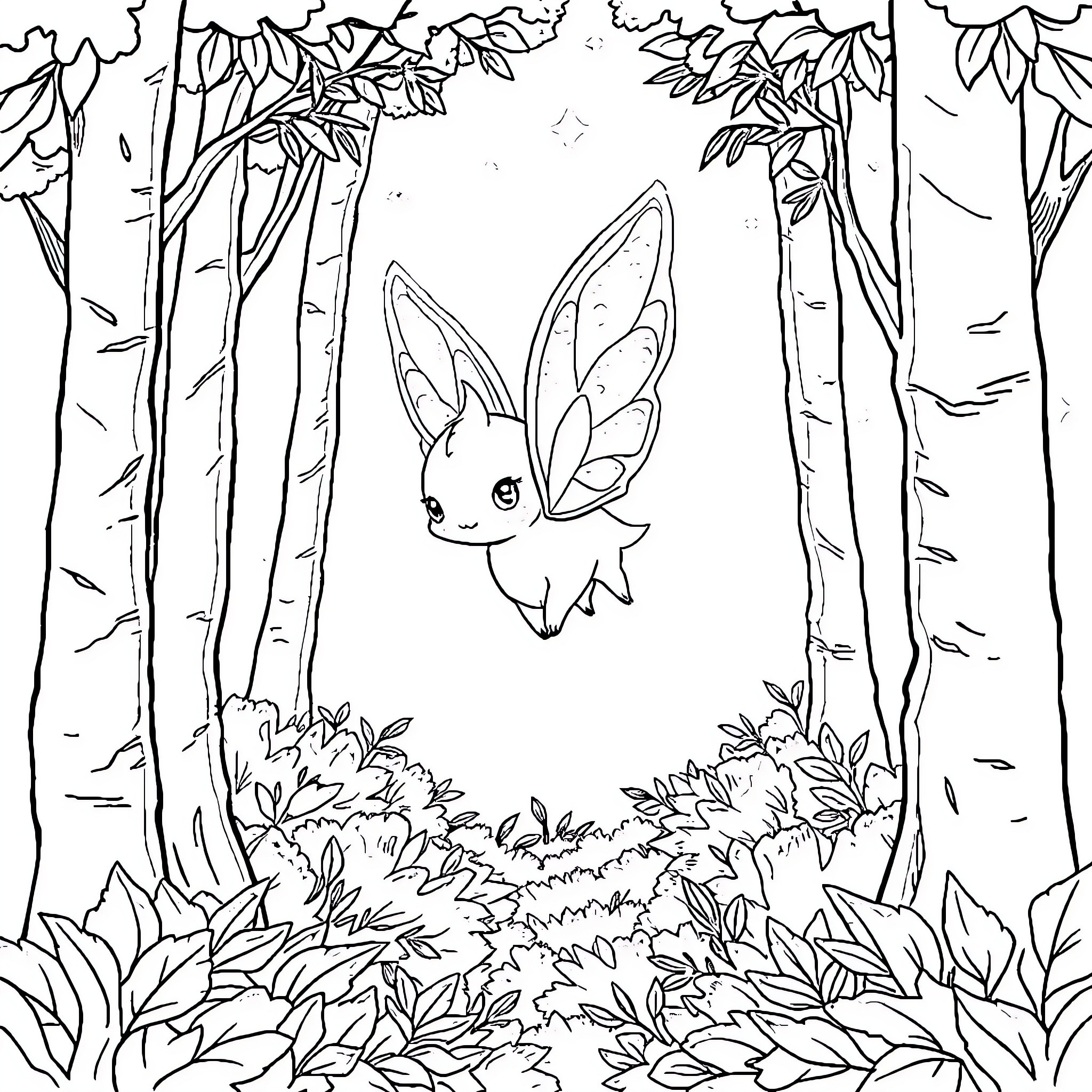 Lumi's Forest Adventure Coloring Page (free black-and-white line drawing printable PDF for all, from beginners to advanced learners, including children, teens, adults, and seniors)