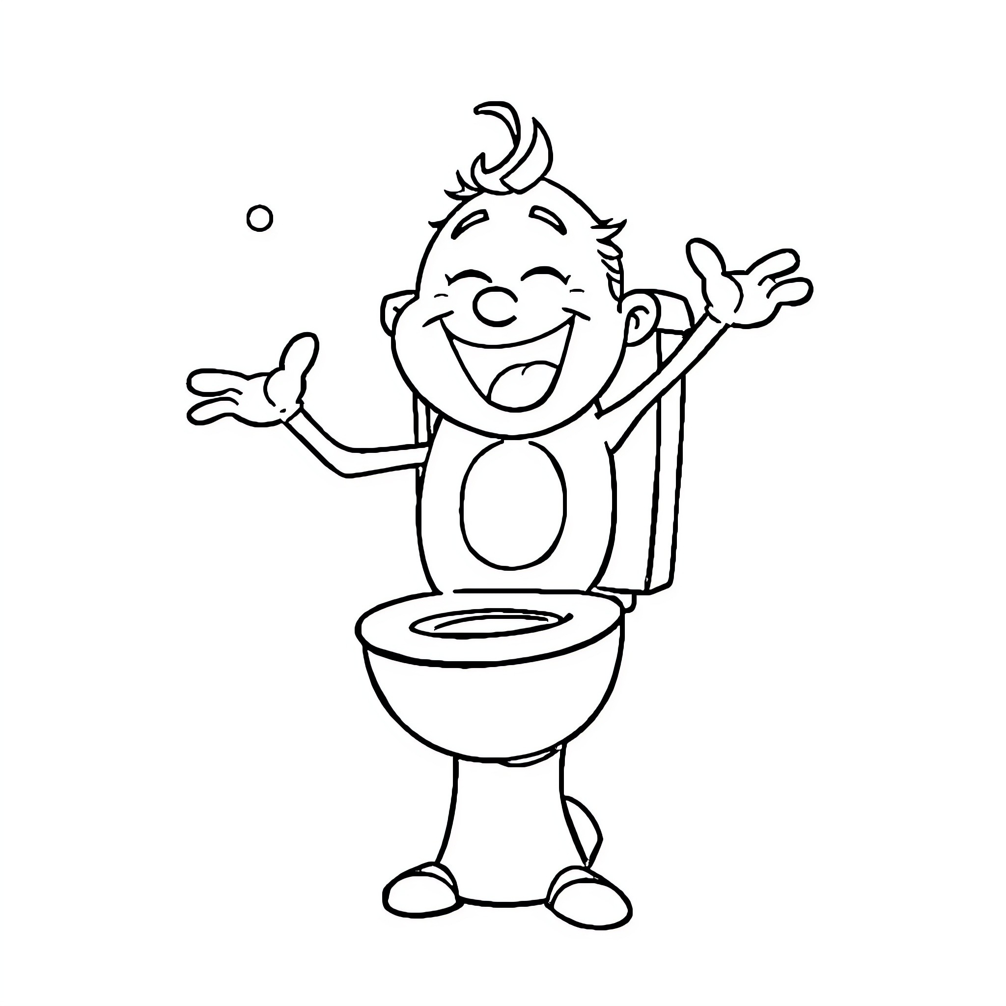 Skibidi Toilet: Cheerful Character Celebrates Bathroom Bliss Coloring Page (free black-and-white line drawing printable PDF for all, from beginners to advanced learners, including children, teens, adults, and seniors)