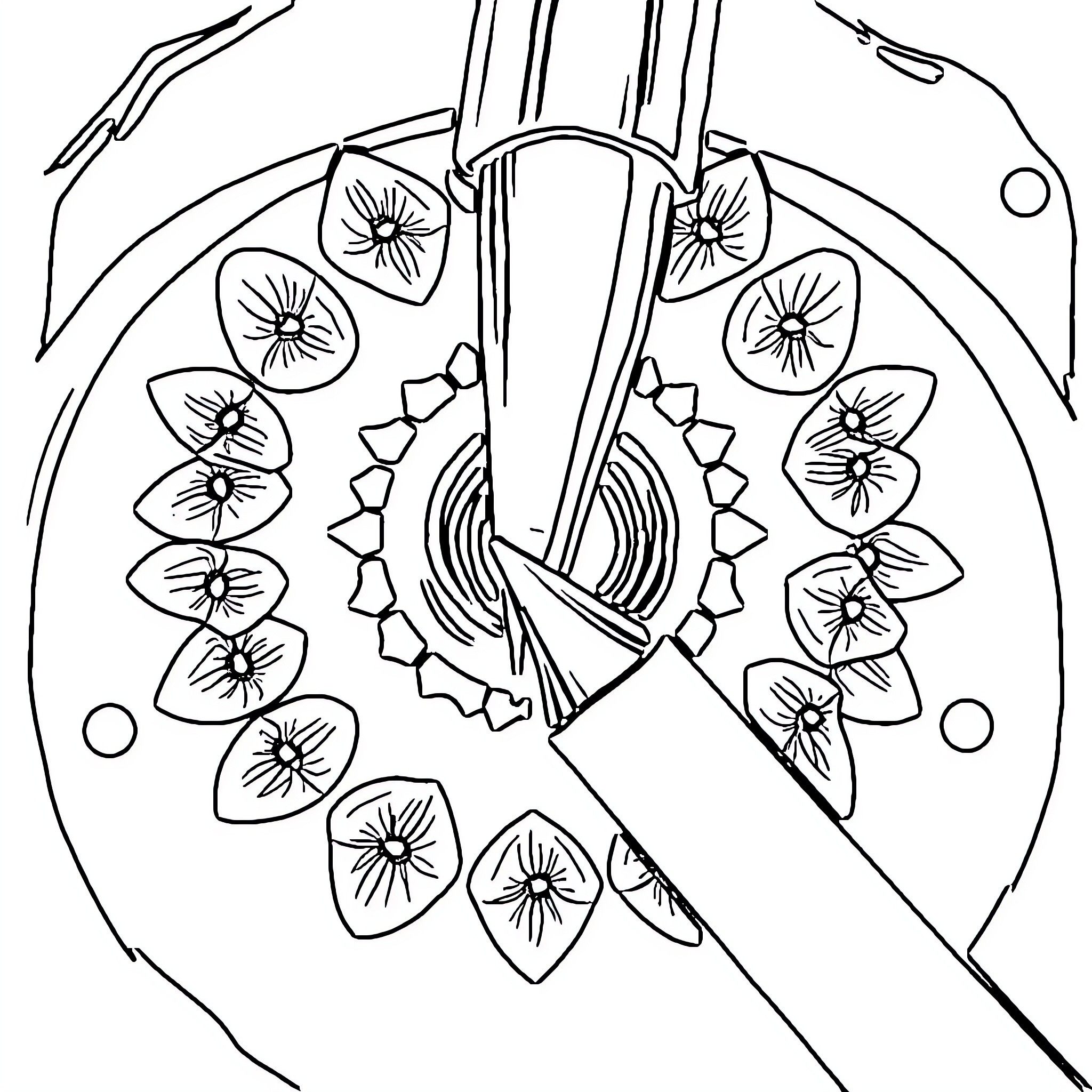 Stylus creating abstract floral patterns Coloring Page (free black-and-white line drawing printable PDF for all, from beginners to advanced learners, including children, teens, adults, and seniors)
