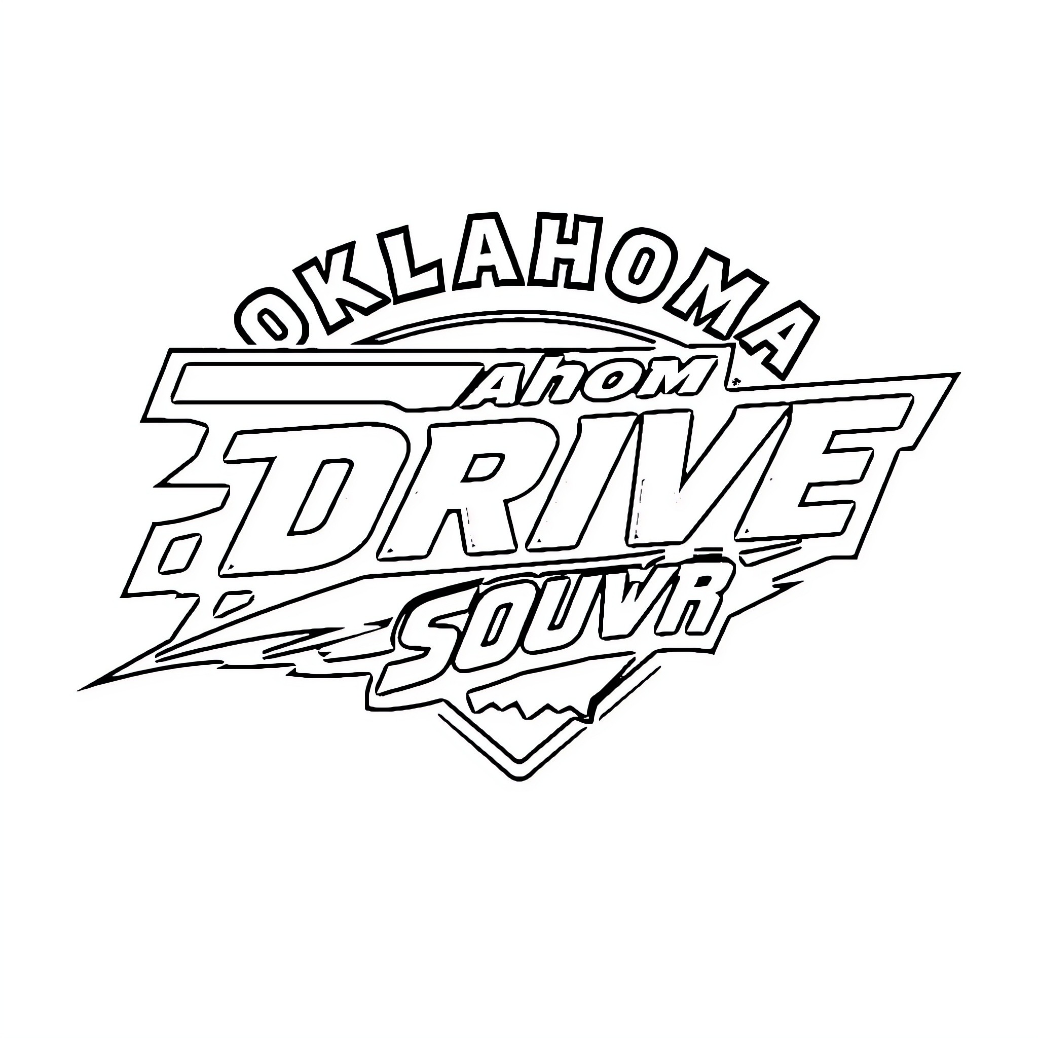 Oklahoma Drive South: Action-Packed Scenic Route Coloring Page (free black-and-white line drawing printable PDF for all, from beginners to advanced learners, including children, teens, adults, and seniors)