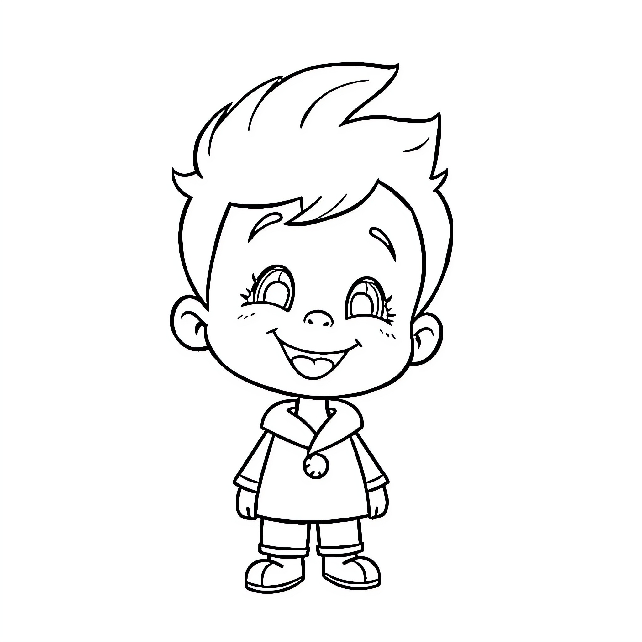 Child smiling with joy and excitement Coloring Page (free black-and-white line drawing printable PDF for all, from beginners to advanced learners, including children, teens, adults, and seniors)