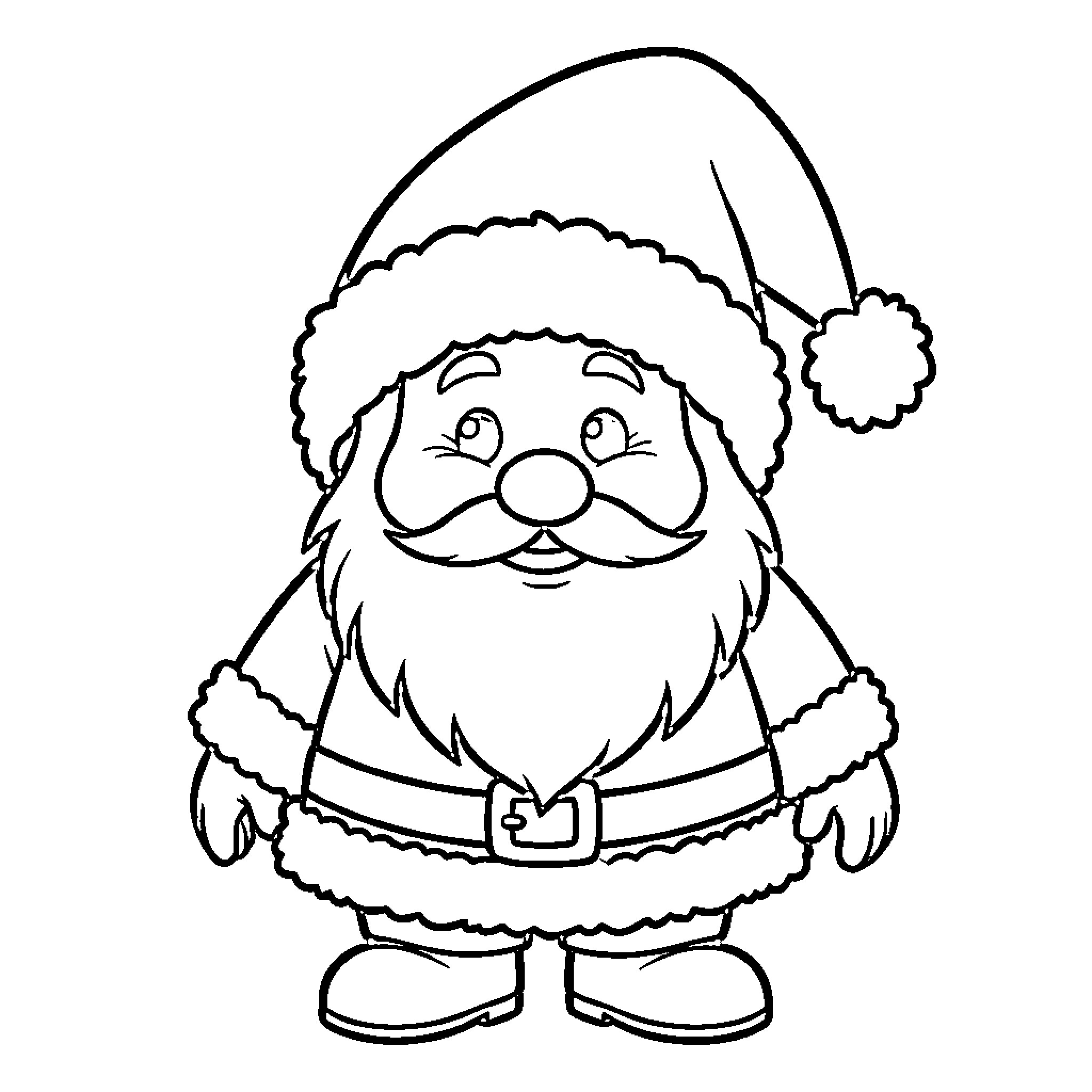 Gnome wearing a festive hat and warm winter outfit Coloring Page (free black-and-white line drawing printable PDF for all, from beginners to advanced learners, including children, teens, adults, and seniors)