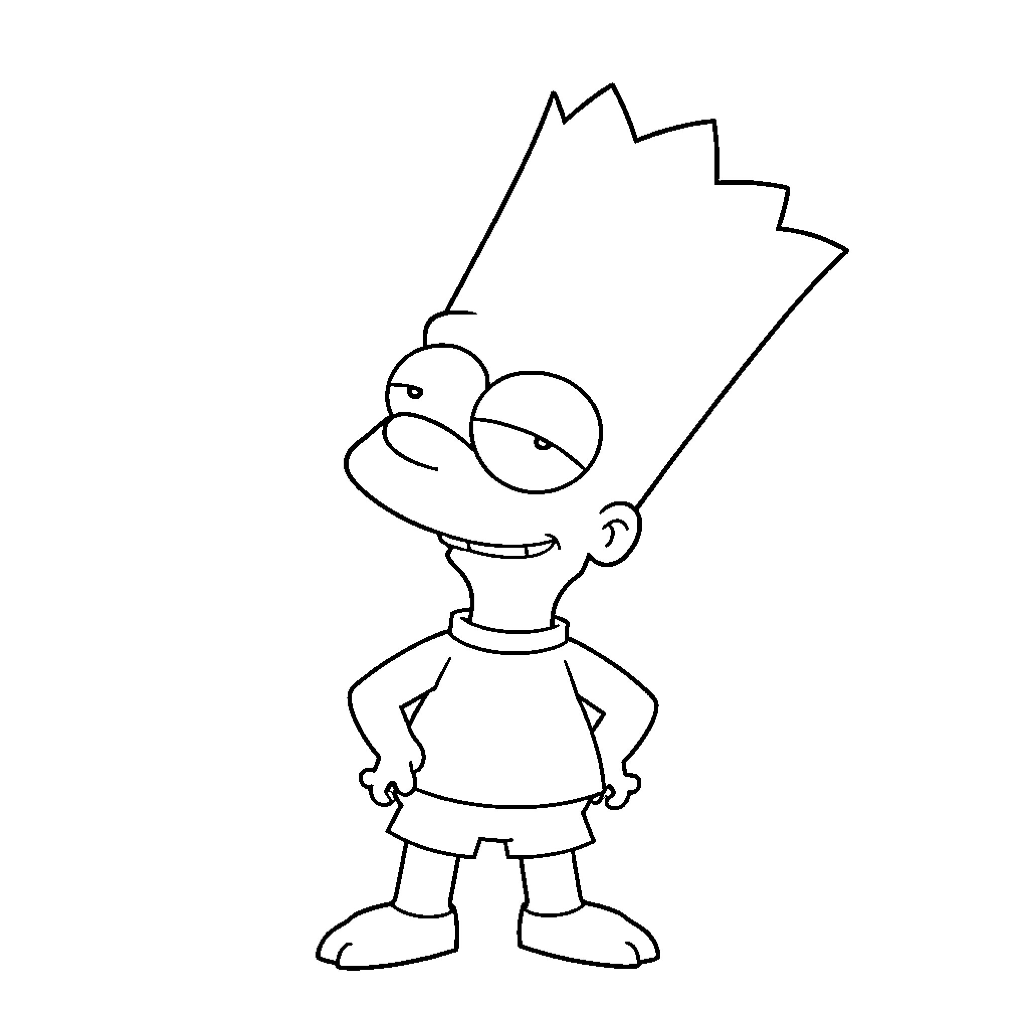 Bart Simpson with surprised expression Coloring Page (free black-and-white line drawing printable PDF for all, from beginners to advanced learners, including children, teens, adults, and seniors)