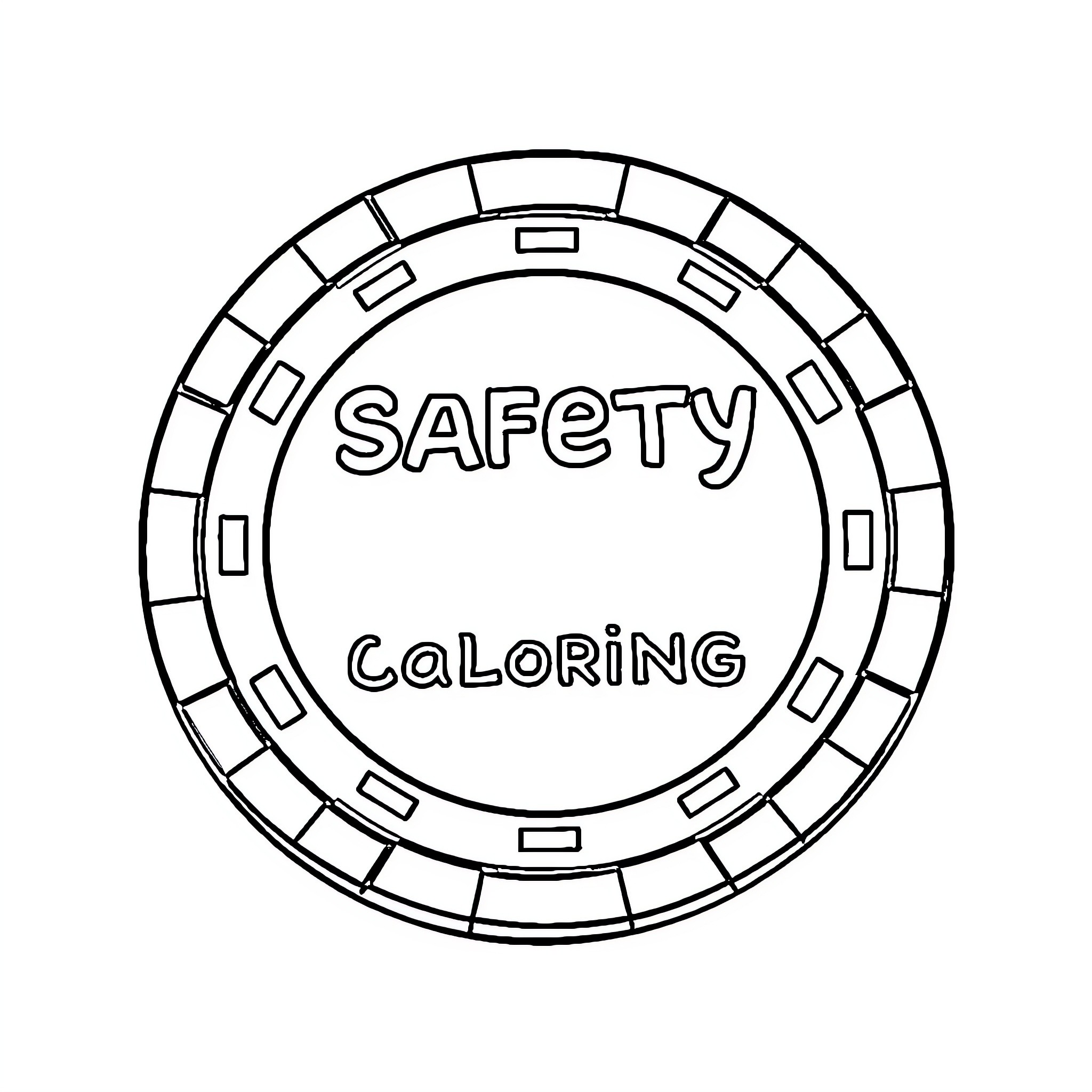 Poker Chip with Safety Caloring Coloring Page (free black-and-white line drawing printable PDF for all, from beginners to advanced learners, including children, teens, adults, and seniors)