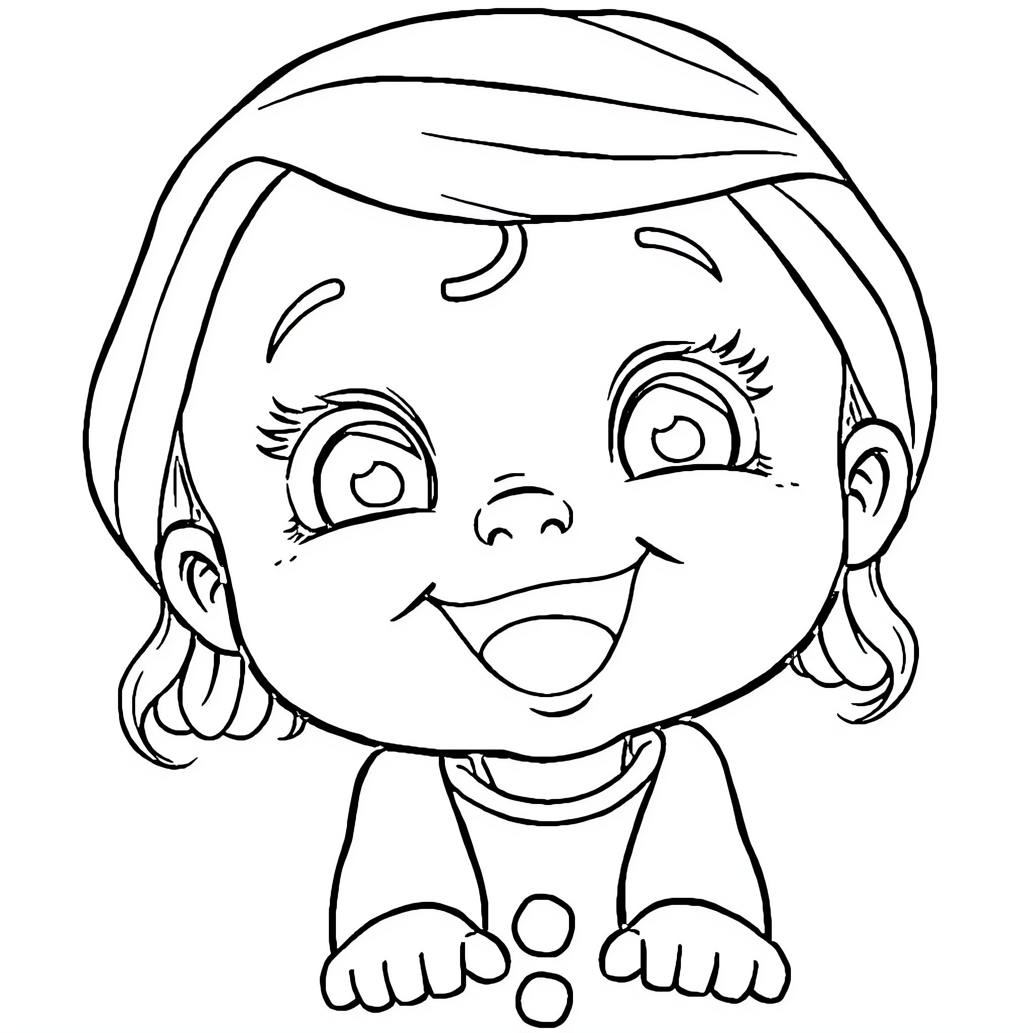 Baby Saja's Cheerful Expression Coloring Page (free black-and-white line drawing printable PDF for all, from beginners to advanced learners, including children, teens, adults, and seniors)