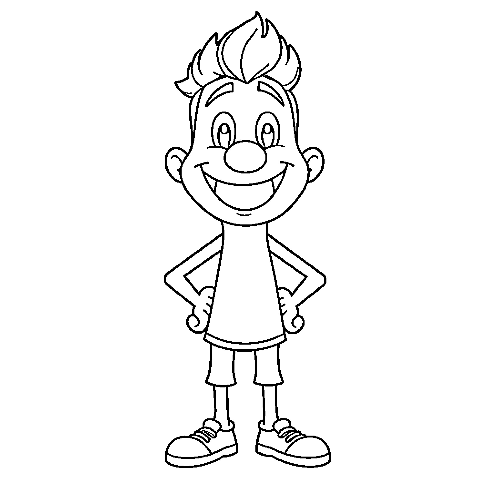 Avatar of a happy cartoon character Coloring Page (free black-and-white line drawing printable PDF for all, from beginners to advanced learners, including children, teens, adults, and seniors)