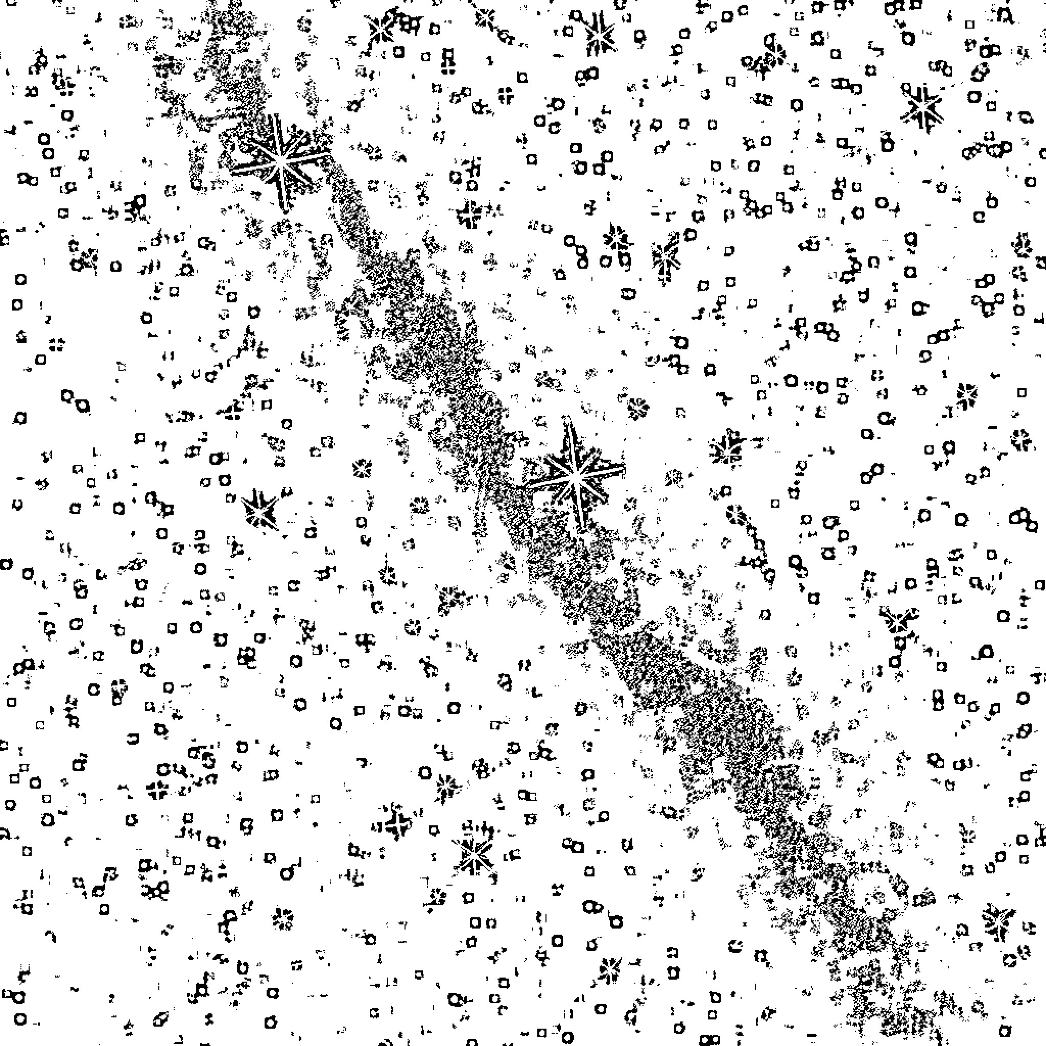 Star-shaped Patterns Dance in the Night Sky Coloring Page (free black-and-white line drawing printable PDF for all, from beginners to advanced learners, including children, teens, adults, and seniors)