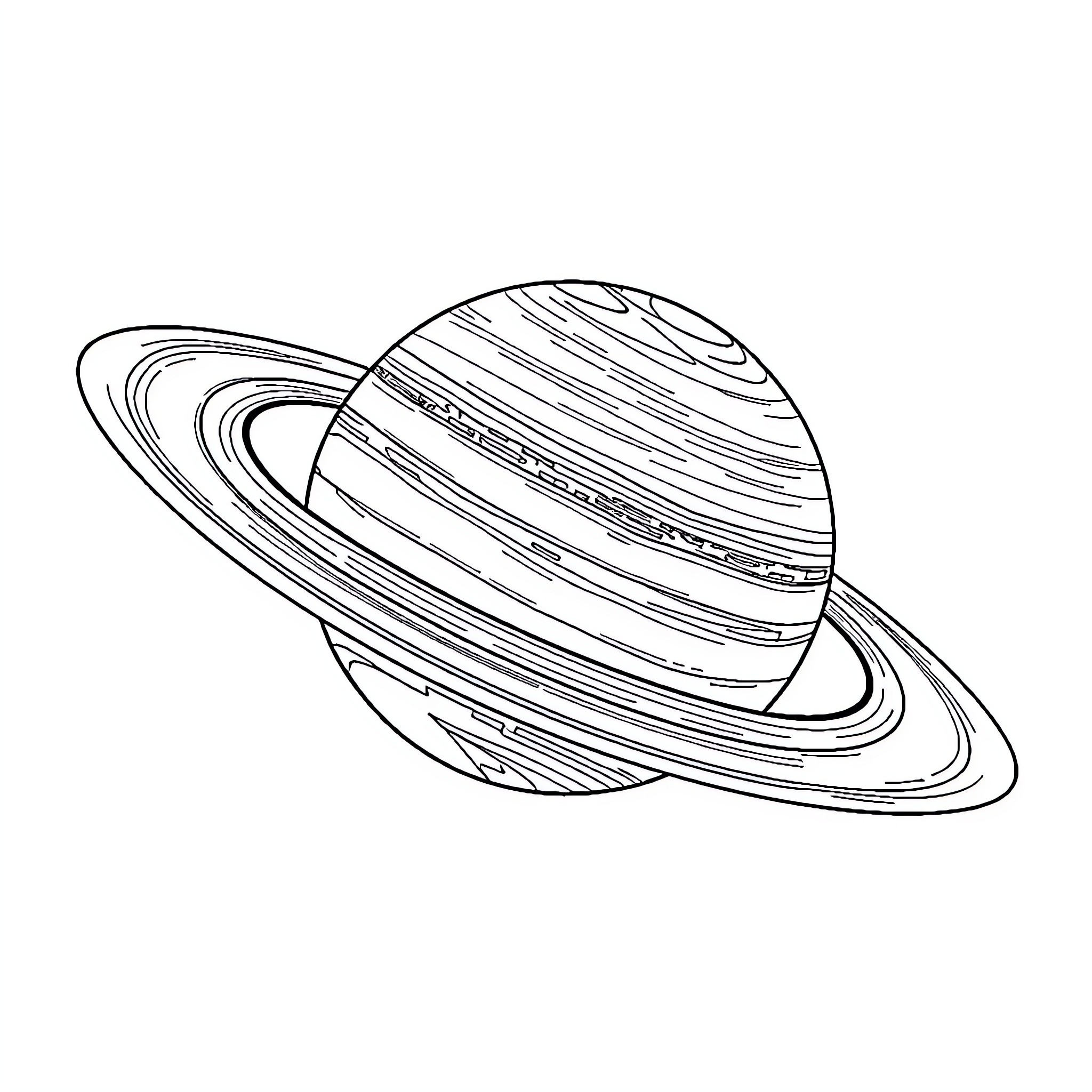 Saturn with abstract rings in outline Coloring Page (free black-and-white line drawing printable PDF for all, from beginners to advanced learners, including children, teens, adults, and seniors)