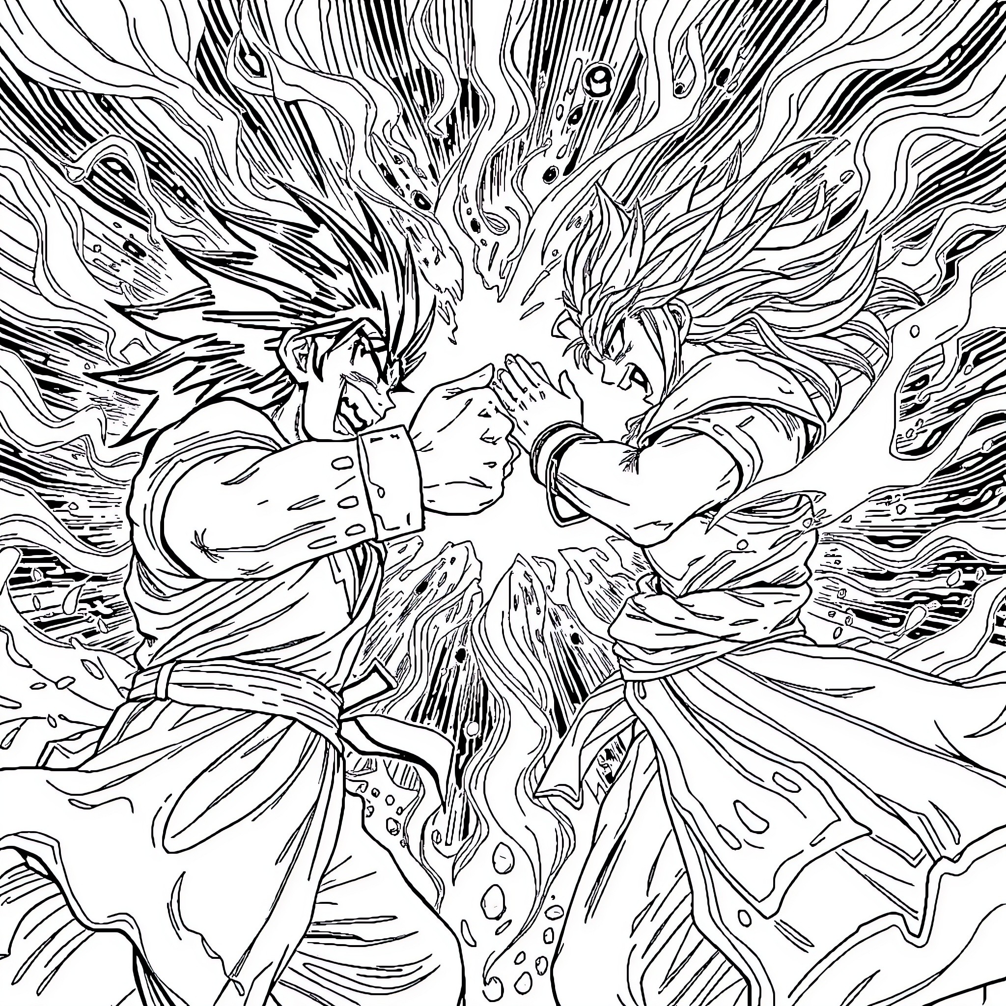 Satoru Gojo's Powerful Confrontation Coloring Page (free black-and-white line drawing printable PDF for all, from beginners to advanced learners, including children, teens, adults, and seniors)