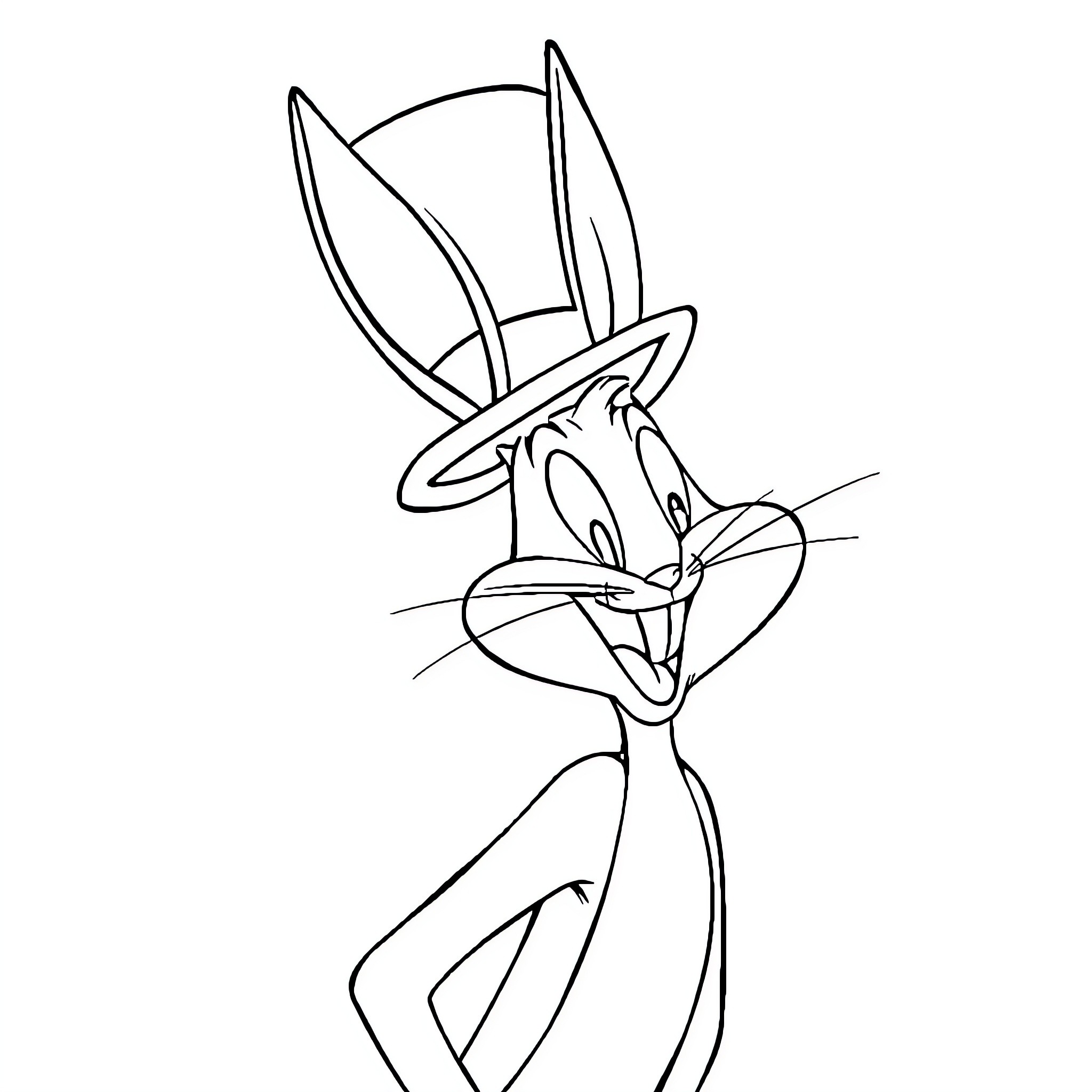 Bugs Bunny making a funny face Coloring Page (free black-and-white line drawing printable PDF for all, from beginners to advanced learners, including children, teens, adults, and seniors)