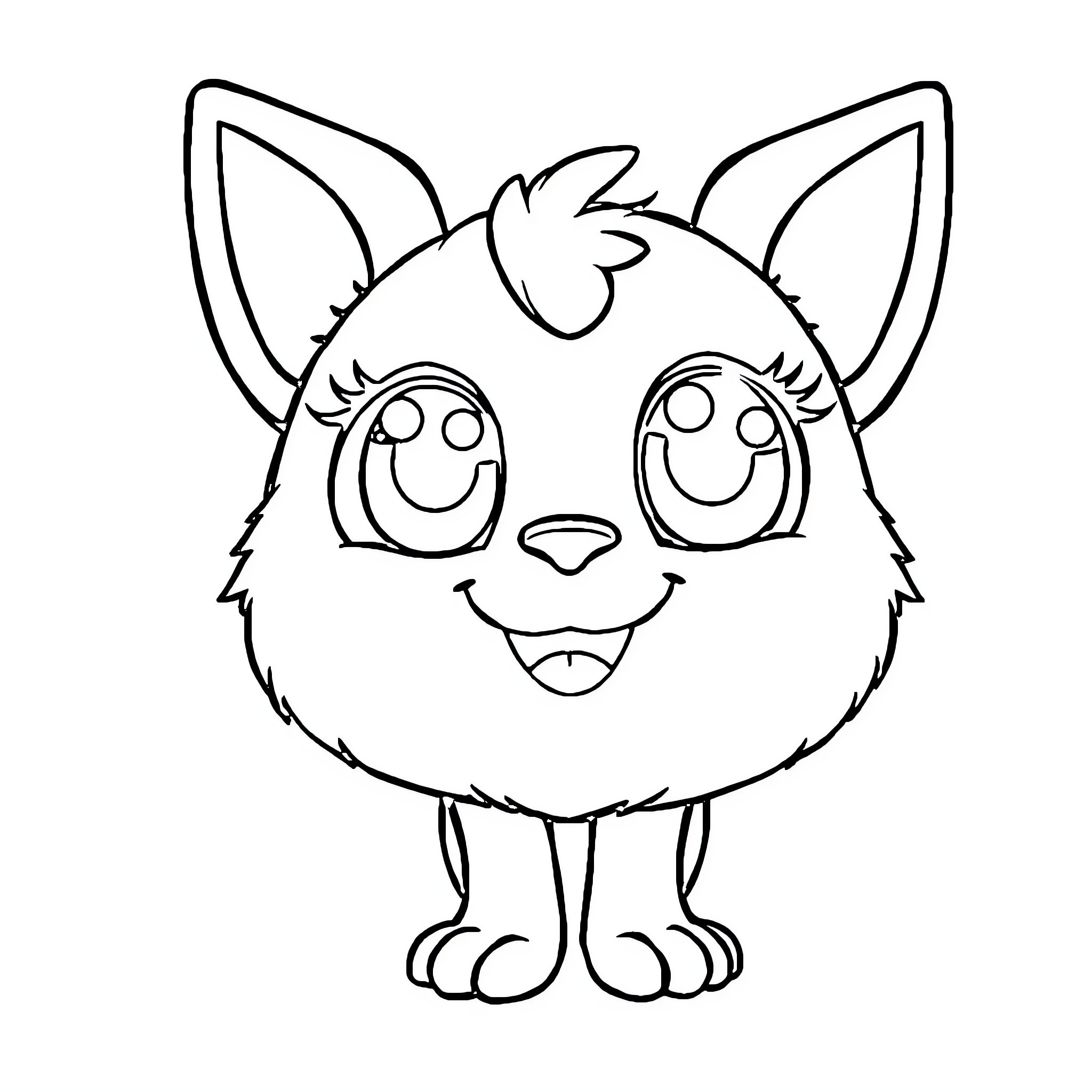 Wotwowi Cute Furry Friend Coloring Page (free black-and-white line drawing printable PDF for all, from beginners to advanced learners, including children, teens, adults, and seniors)