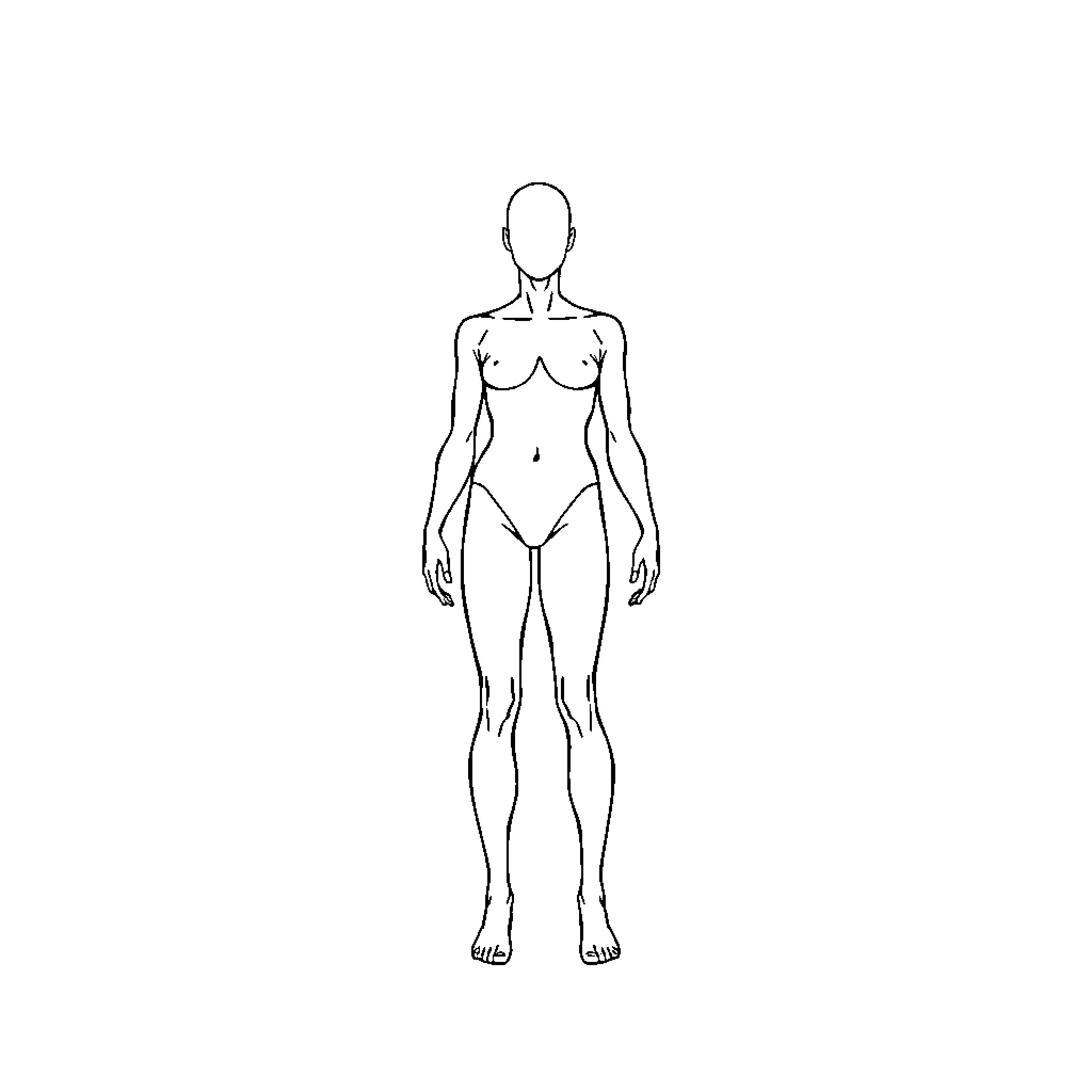 Body Outline of a Standing Figure Coloring Page (free black-and-white line drawing printable PDF for all, from beginners to advanced learners, including children, teens, adults, and seniors)