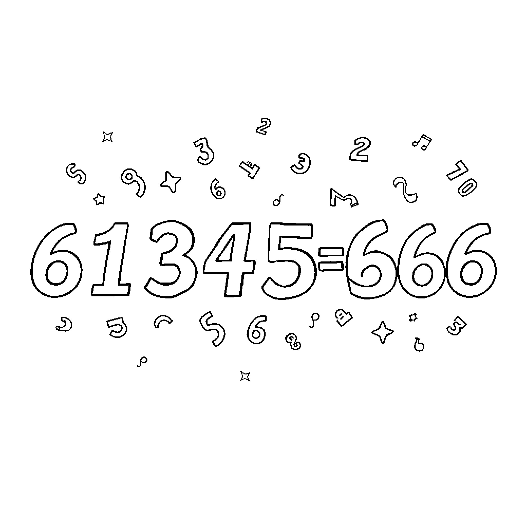 Number Patterns of Mathematical Expressions Coloring Page (free black-and-white line drawing printable PDF for all, from beginners to advanced learners, including children, teens, adults, and seniors)