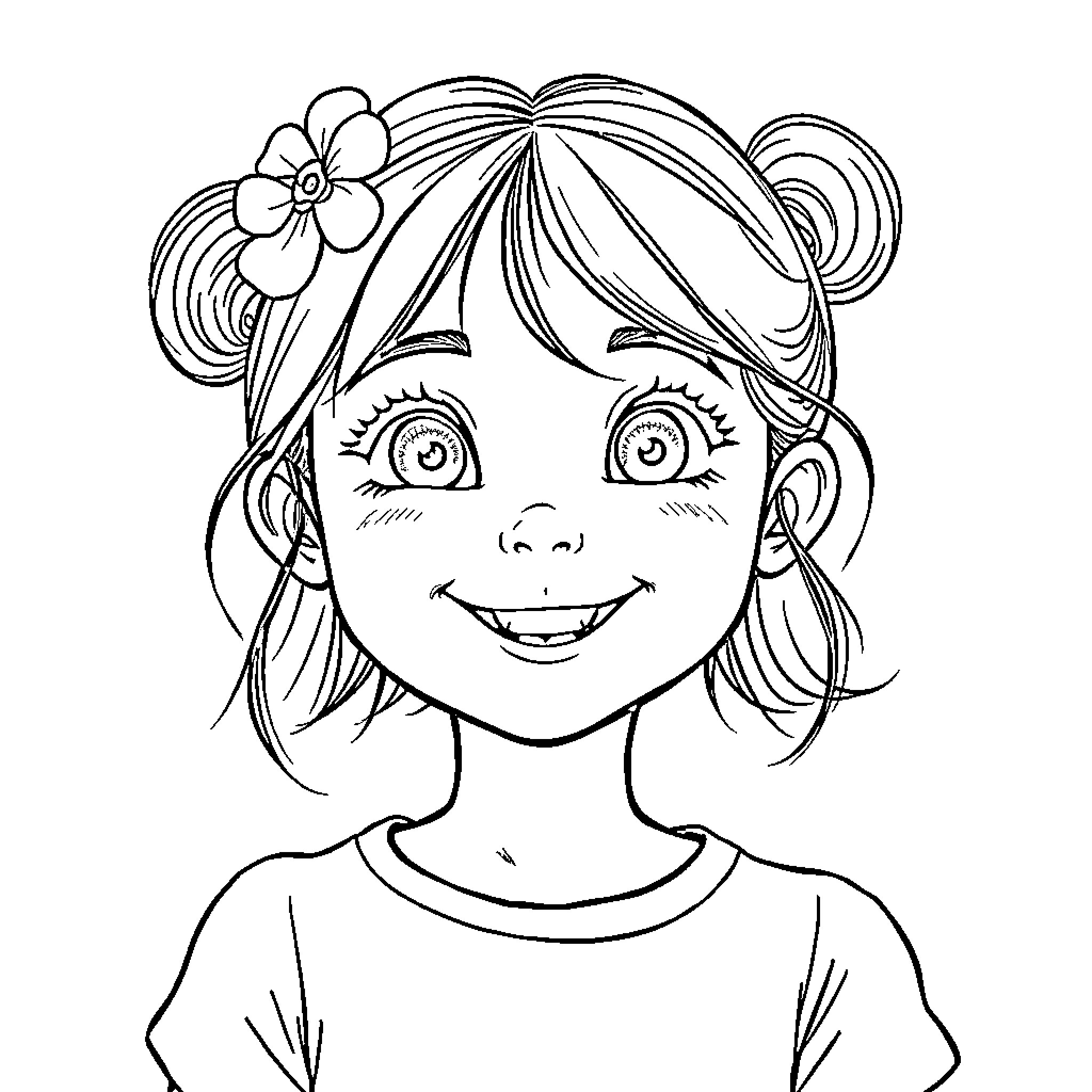 Ashley's Cheerful and Imaginative Expression Coloring Page (free black-and-white line drawing printable PDF for all, from beginners to advanced learners, including children, teens, adults, and seniors)