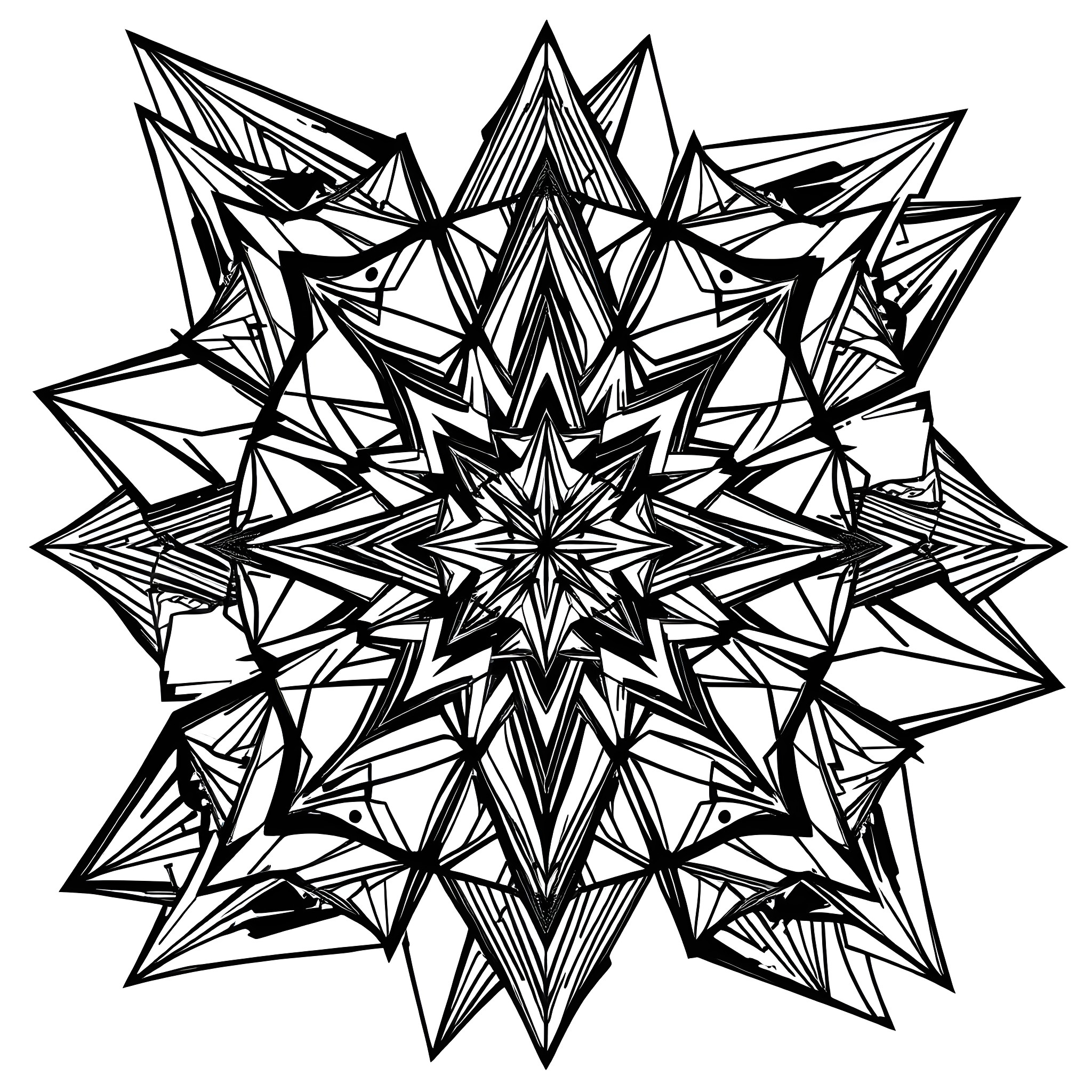 Geometric Shapes in Abstract Design Coloring Page (free black-and-white line drawing printable PDF for all, from beginners to advanced learners, including children, teens, adults, and seniors)