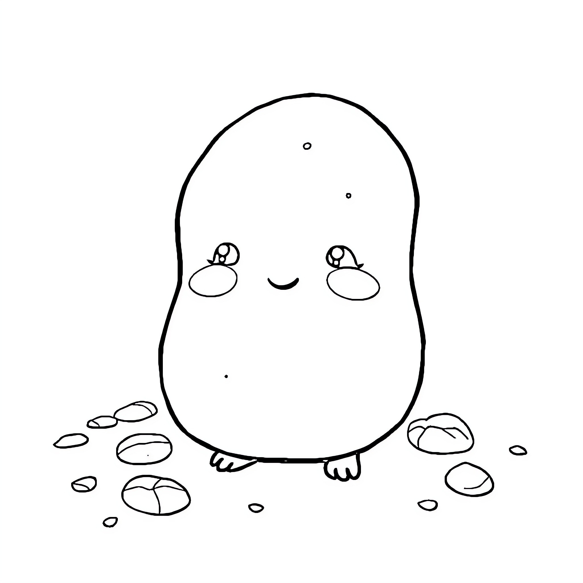 Cute Potato enjoying a peaceful moment Coloring Page (free black-and-white line drawing printable PDF for all, from beginners to advanced learners, including children, teens, adults, and seniors)