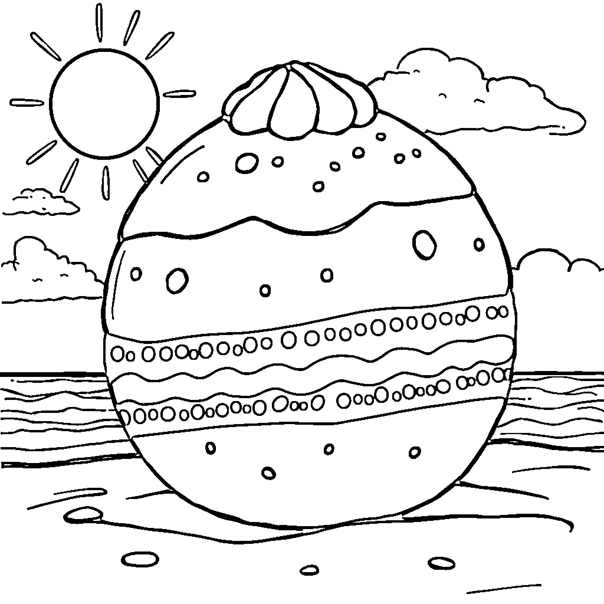 Bombardino of an Easter Egg Landscape Coloring Page (free black-and-white line drawing printable PDF for all, from beginners to advanced learners, including children, teens, adults, and seniors)