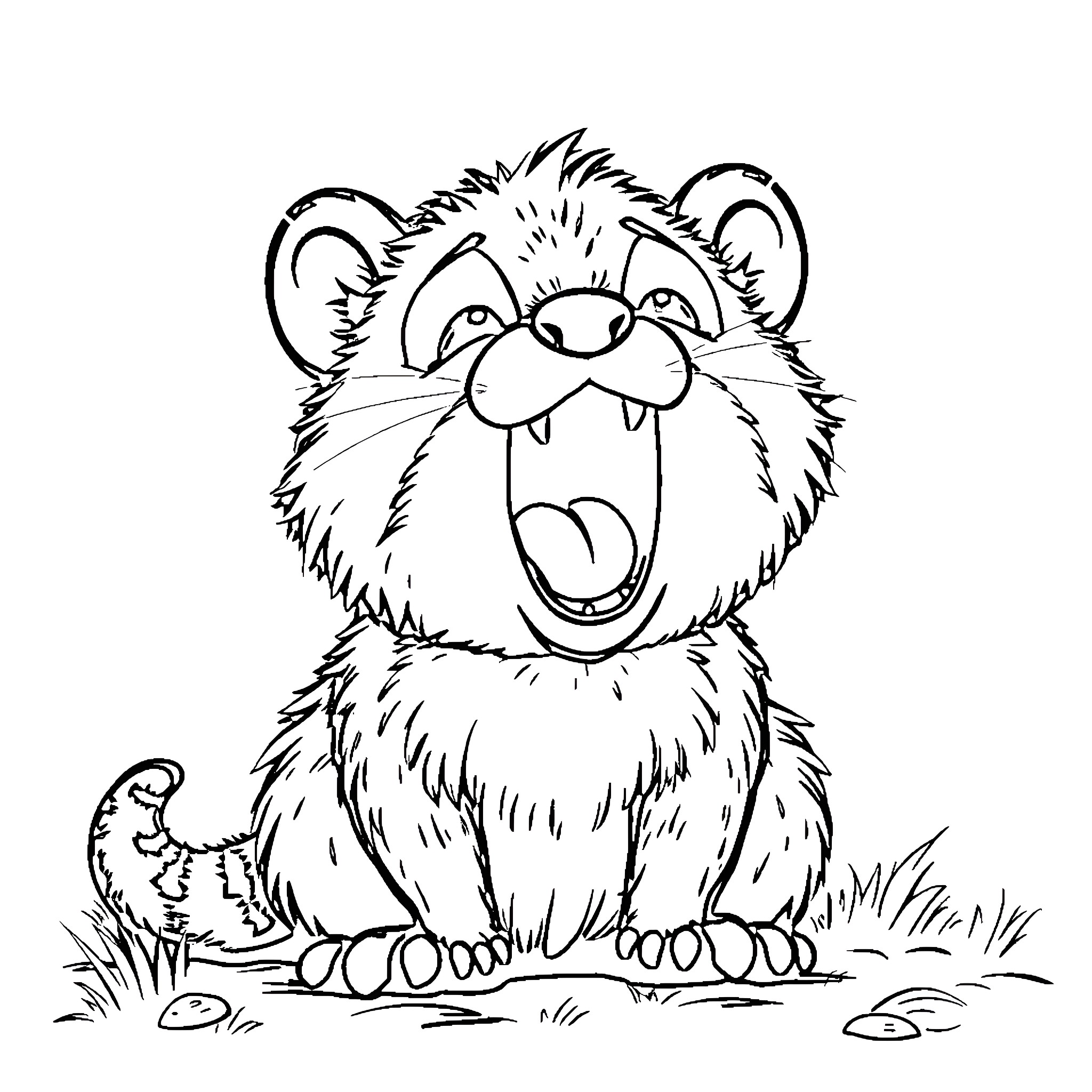 Critter playing joyfully in the wild Coloring Page (free black-and-white line drawing printable PDF for all, from beginners to advanced learners, including children, teens, adults, and seniors)