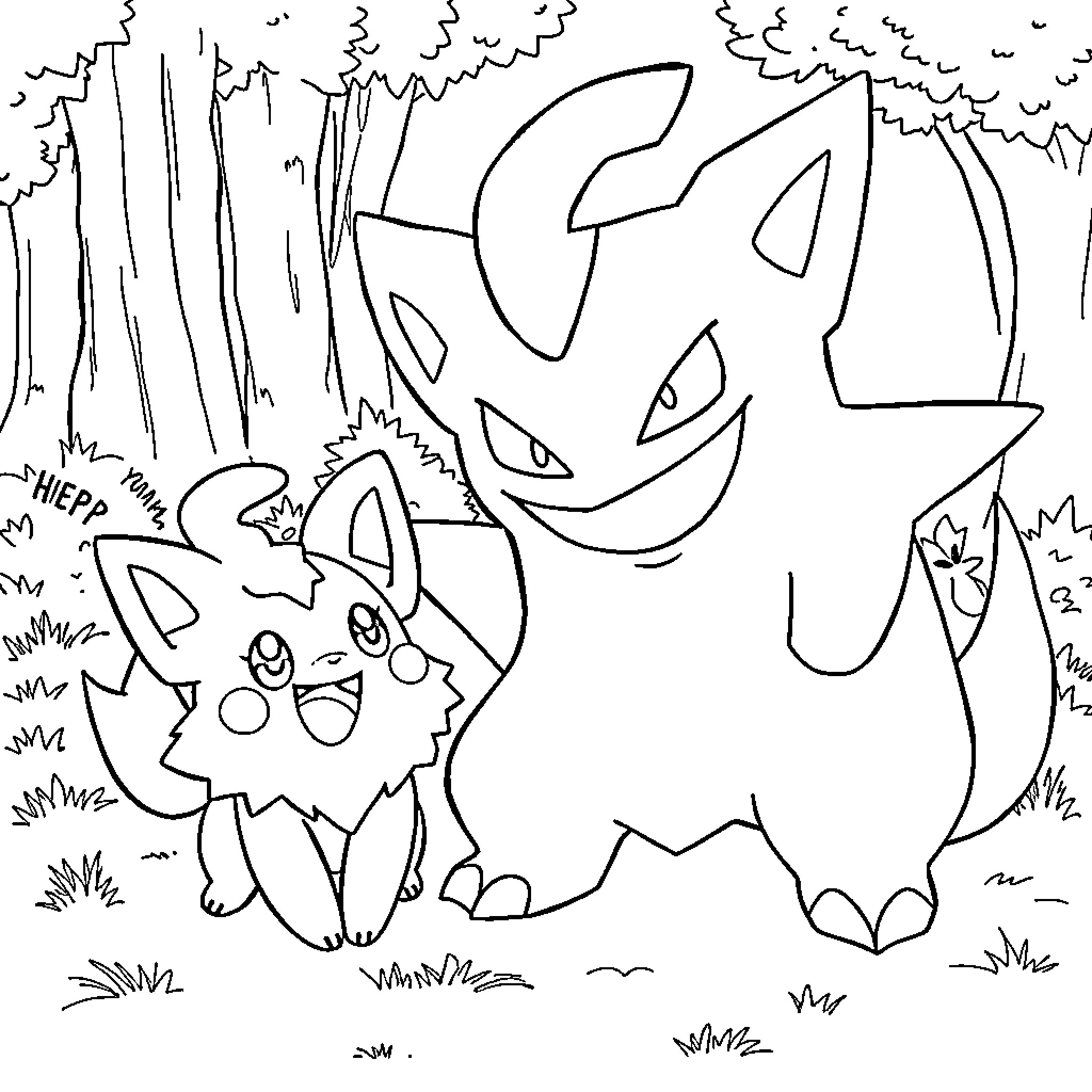 Yamper playing happily in the forest Coloring Page (free black-and-white line drawing printable PDF for all, from beginners to advanced learners, including children, teens, adults, and seniors)