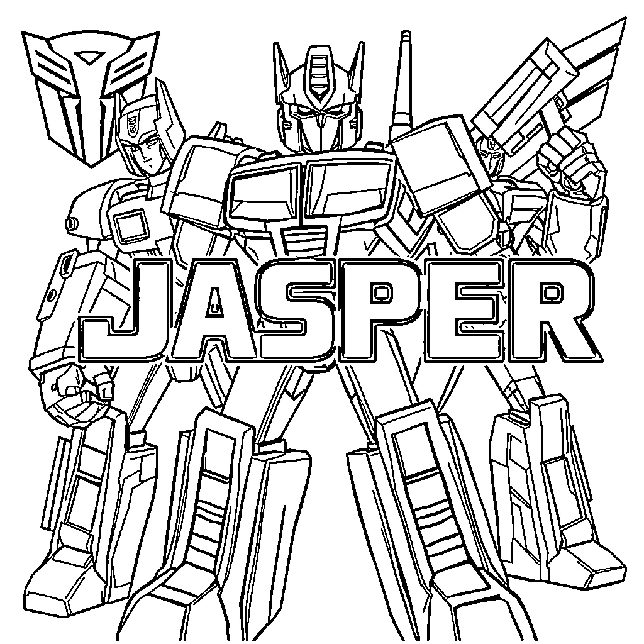Transformer Jasper Heroic Robot Character Coloring Page (free black-and-white line drawing printable PDF for all, from beginners to advanced learners, including children, teens, adults, and seniors)