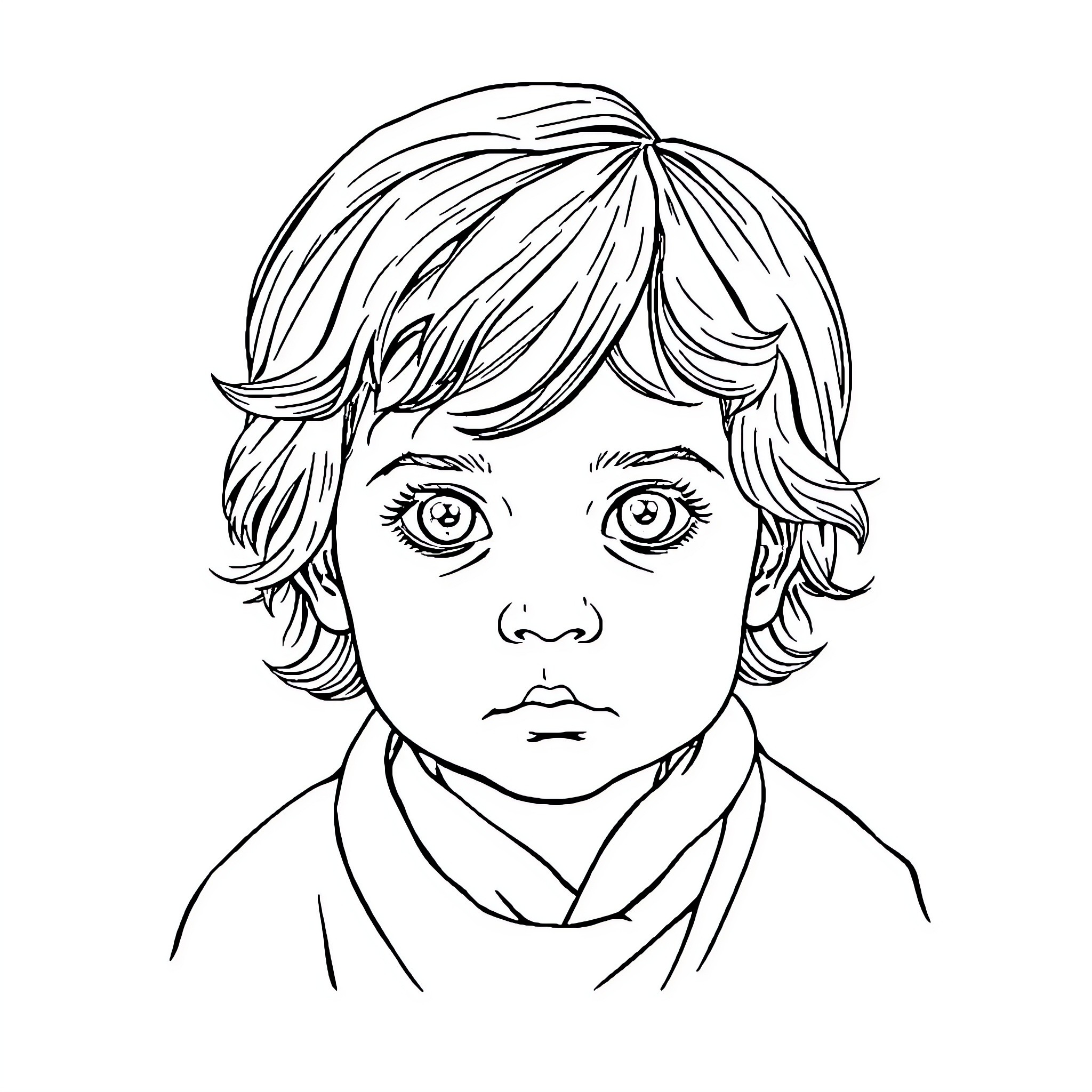 Skywalker's Pensive Expression Coloring Page (free black-and-white line drawing printable PDF for all, from beginners to advanced learners, including children, teens, adults, and seniors)