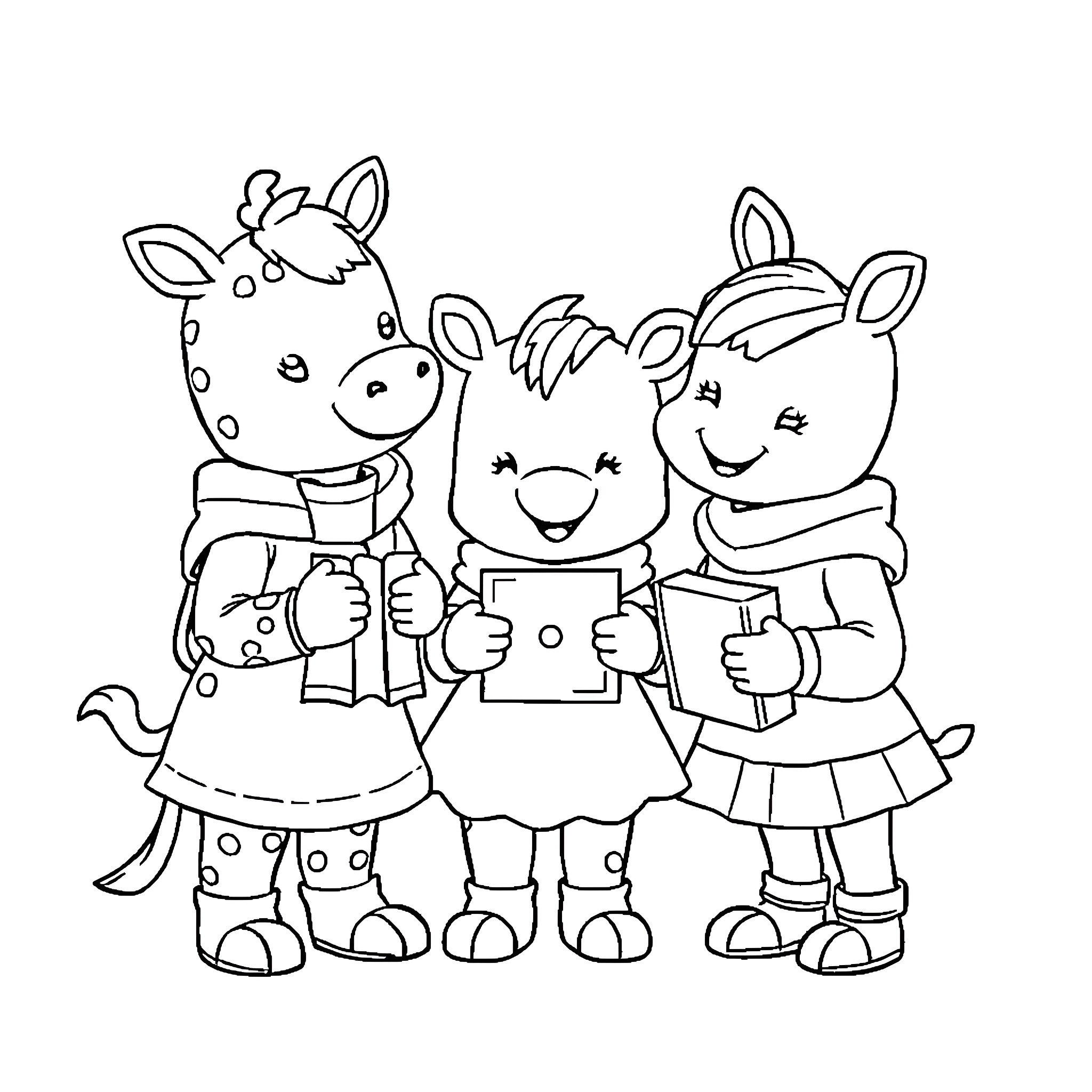 Respect for Friends' Diversity and Uniqueness Coloring Page (free black-and-white line drawing printable PDF for all, from beginners to advanced learners, including children, teens, adults, and seniors)