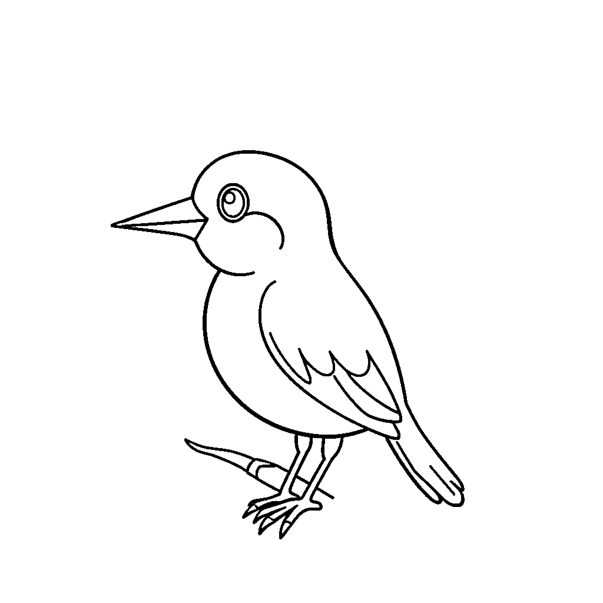Bird perched with simple design Coloring Page (free black-and-white line drawing printable PDF for all, from beginners to advanced learners, including children, teens, adults, and seniors)