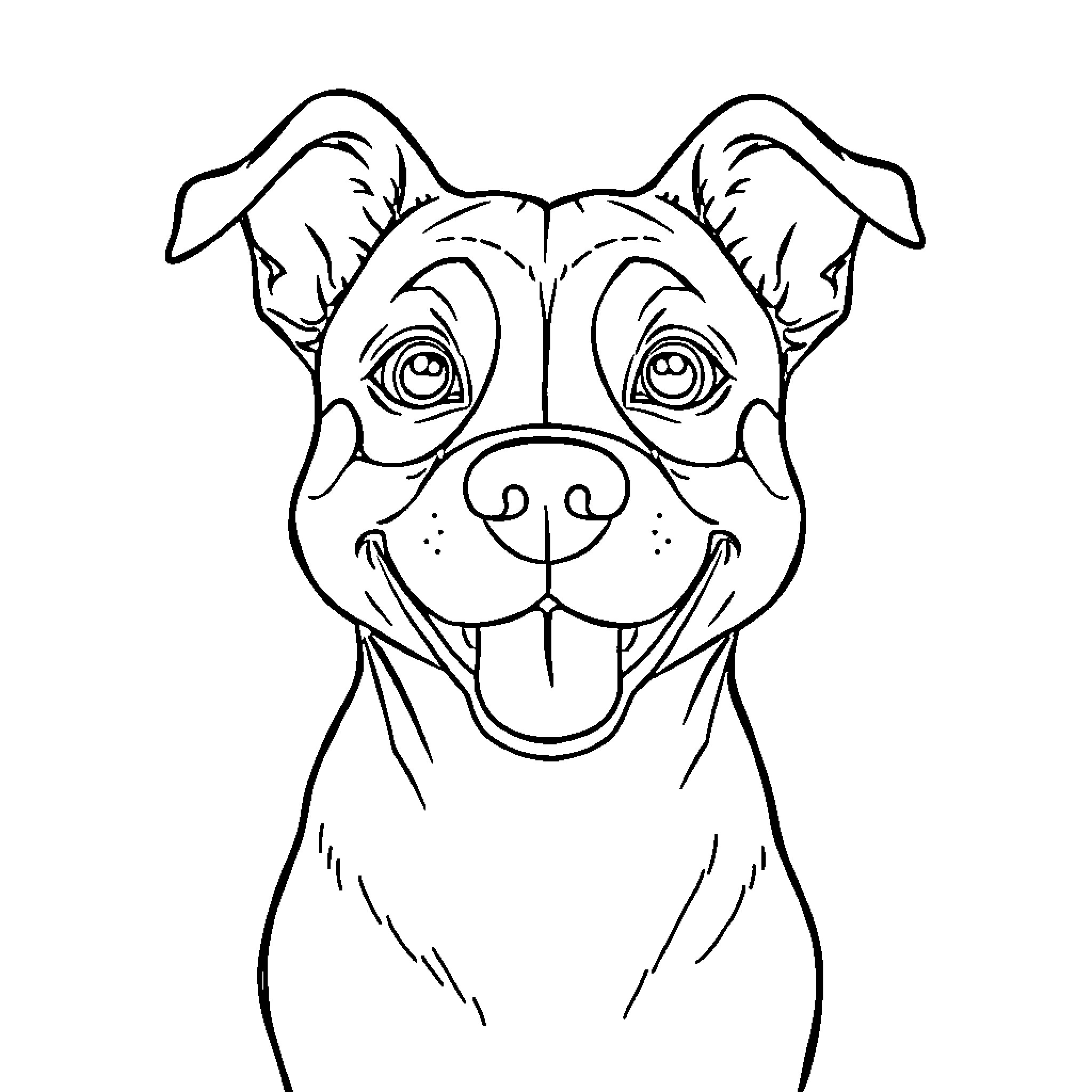 Dog with happy expression and perky ears Coloring Page (free black-and-white line drawing printable PDF for all, from beginners to advanced learners, including children, teens, adults, and seniors)