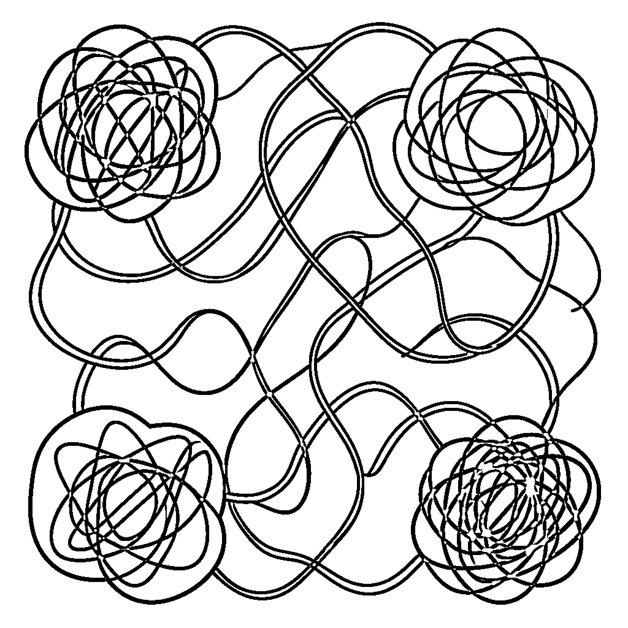 Shape of abstract floral patterns Coloring Page (free black-and-white line drawing printable PDF for all, from beginners to advanced learners, including children, teens, adults, and seniors)