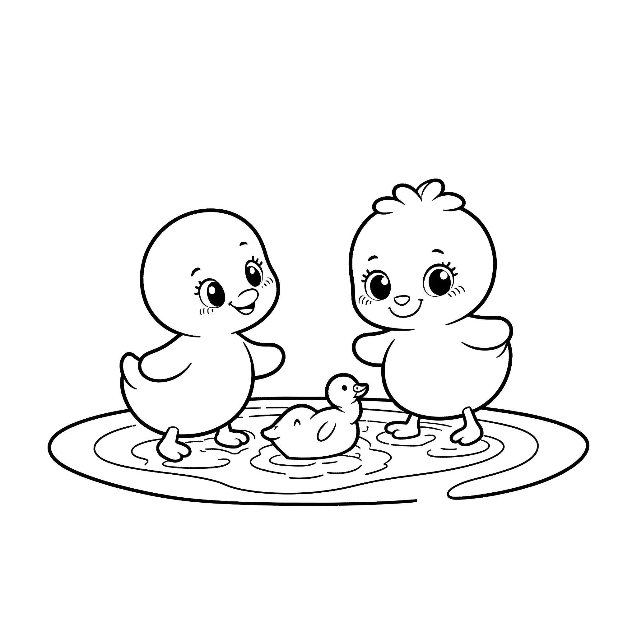 Bluey and friends having fun in the water Coloring Page (free black-and-white line drawing printable PDF for all, from beginners to advanced learners, including children, teens, adults, and seniors)