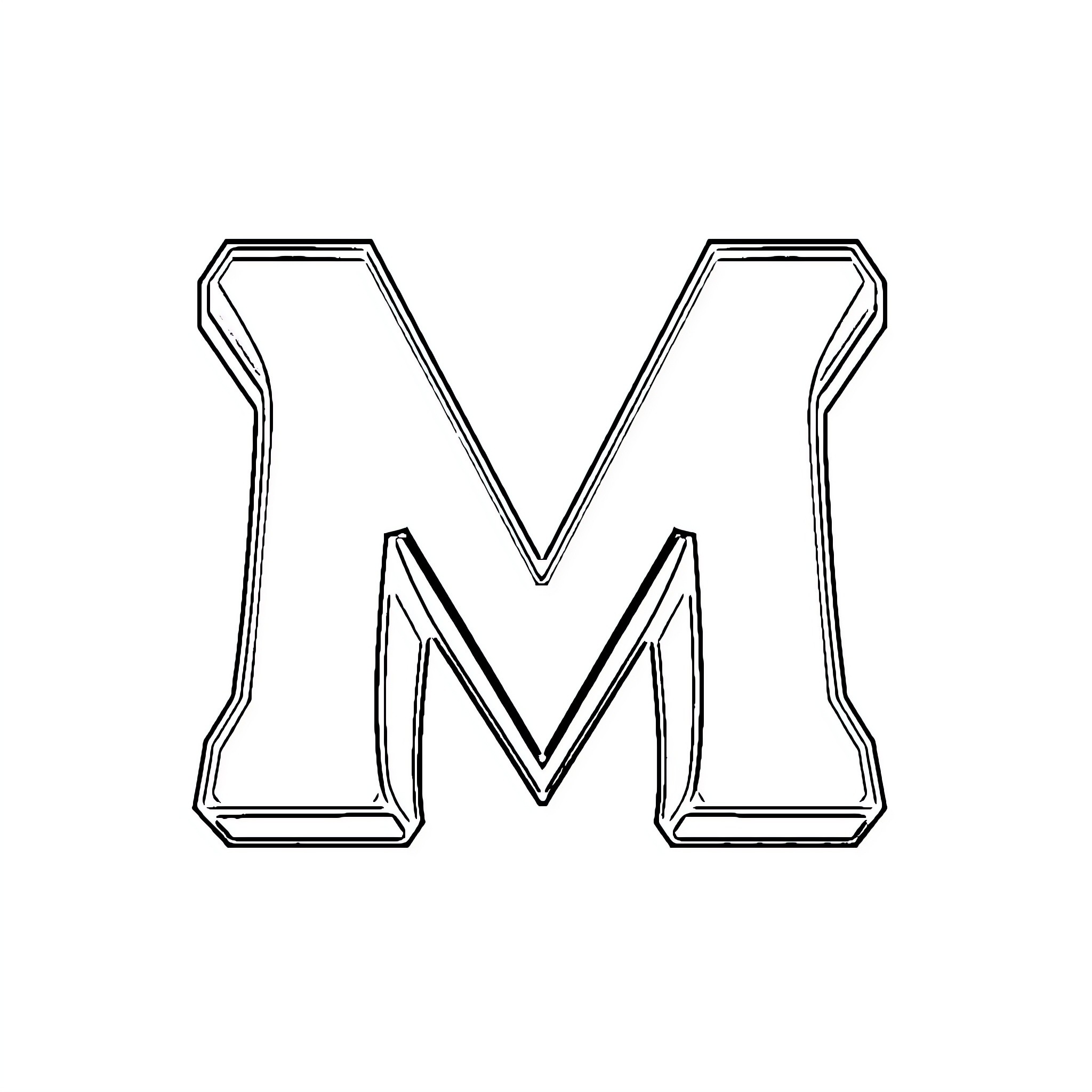 Monochrome Minimalist Monogram Design Coloring Page (free black-and-white line drawing printable PDF for all, from beginners to advanced learners, including children, teens, adults, and seniors)