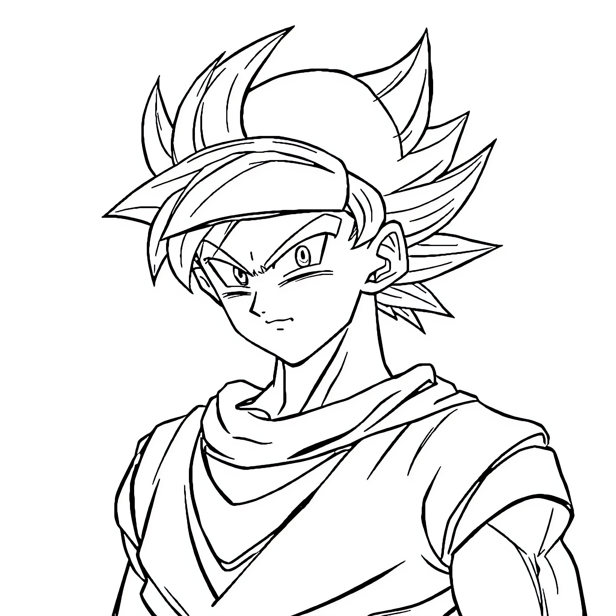 Saiyan warrior's determined expression Coloring Page (free black-and-white line drawing printable PDF for all, from beginners to advanced learners, including children, teens, adults, and seniors)