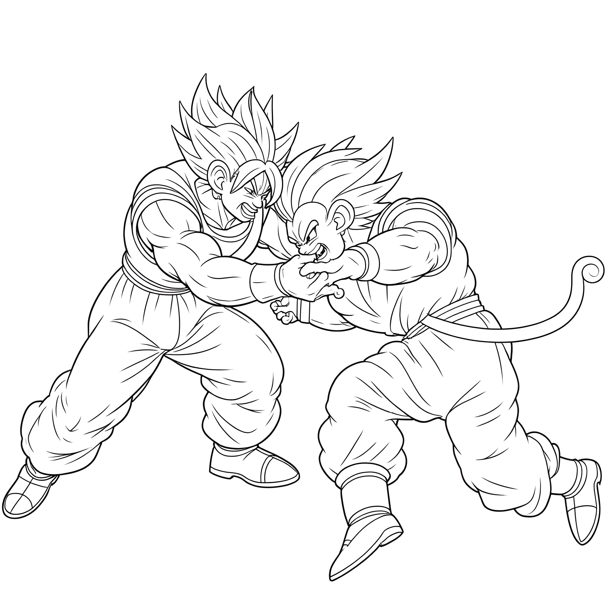 Radditz fighting with a powerful opponent Coloring Page (free black-and-white line drawing printable PDF for all, from beginners to advanced learners, including children, teens, adults, and seniors)