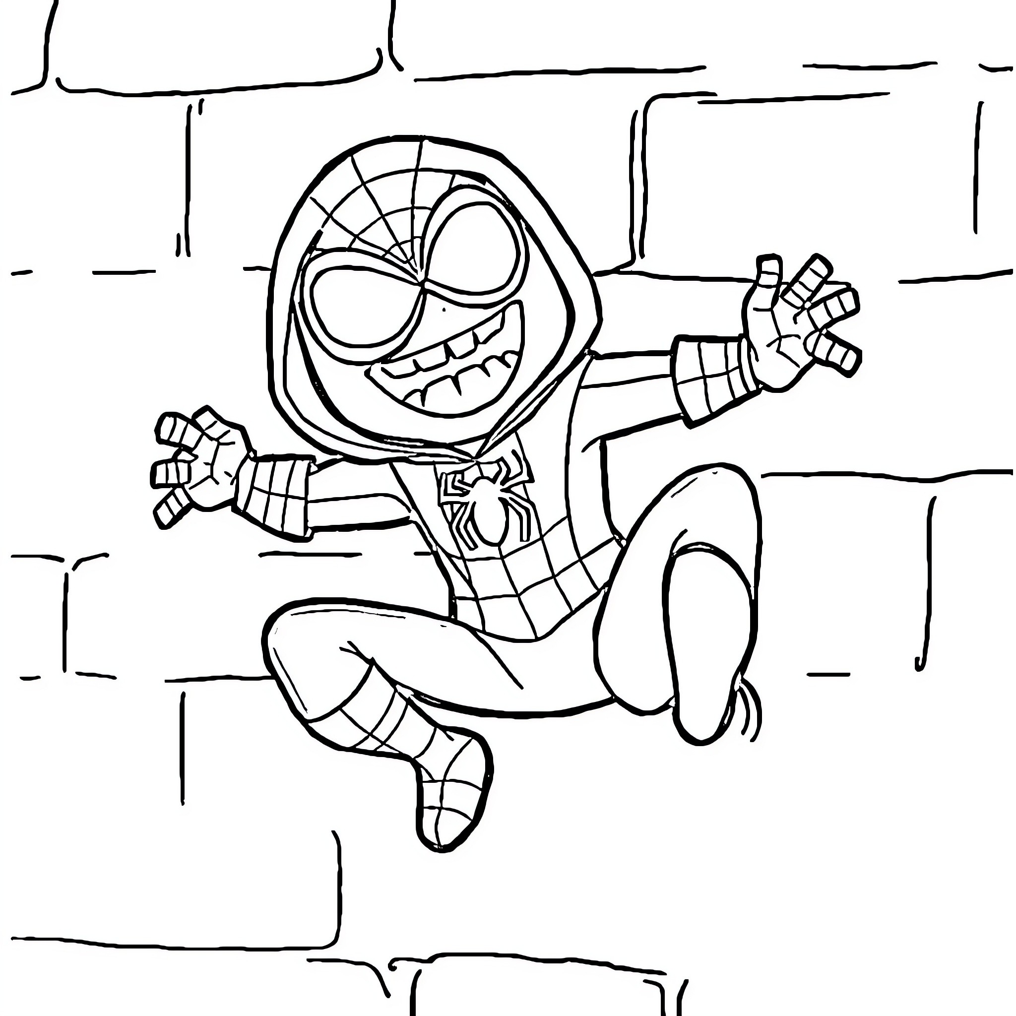 Spongebob character in superhero pose Coloring Page (free black-and-white line drawing printable PDF for all, from beginners to advanced learners, including children, teens, adults, and seniors)