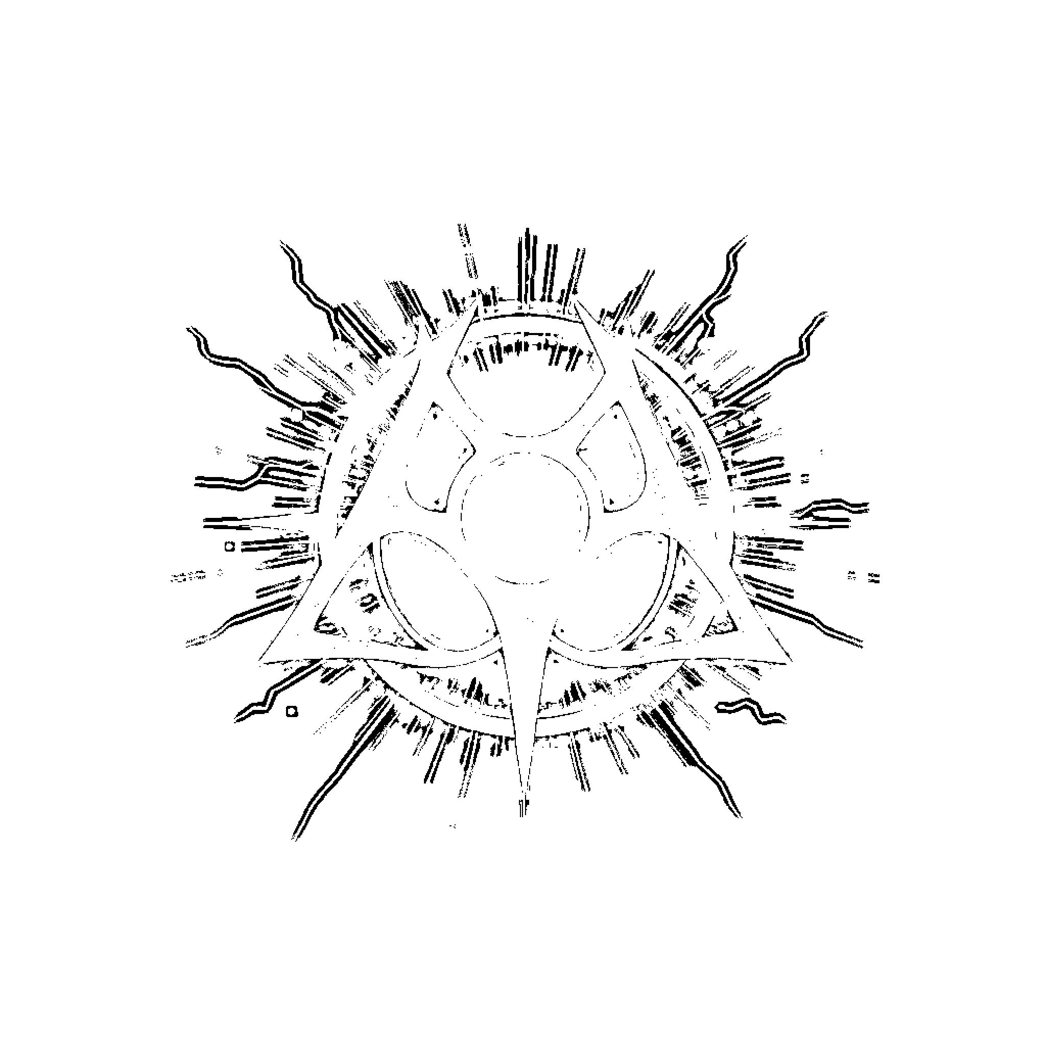 Deathly Hallows Symbol of Magical Power and Mythology Coloring Page (free black-and-white line drawing printable PDF for all, from beginners to advanced learners, including children, teens, adults, and seniors)