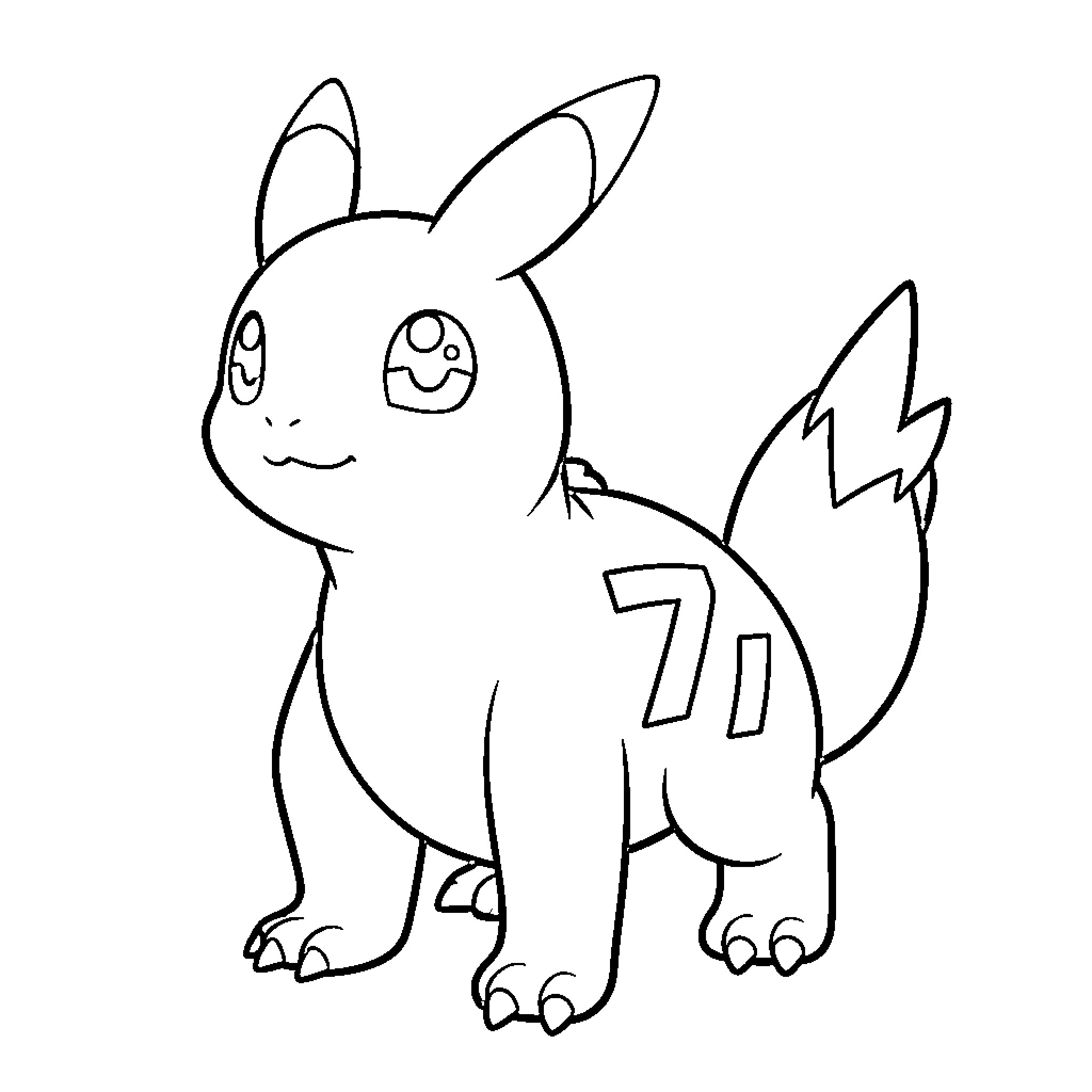 Evoli in a playful pose Coloring Page (free black-and-white line drawing printable PDF for all, from beginners to advanced learners, including children, teens, adults, and seniors)