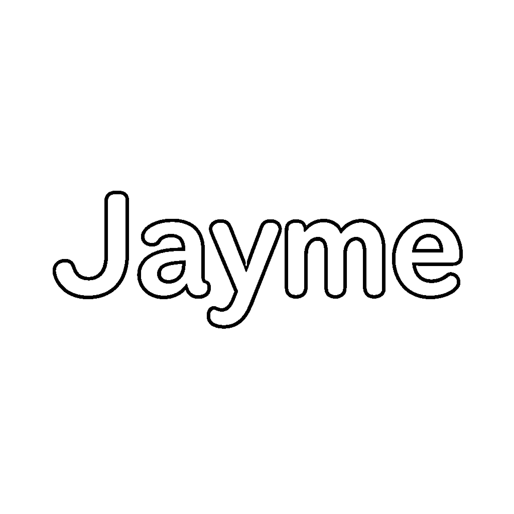 Jayme name written in outlined bubble letters Coloring Page (free black-and-white line drawing printable PDF for all, from beginners to advanced learners, including children, teens, adults, and seniors)