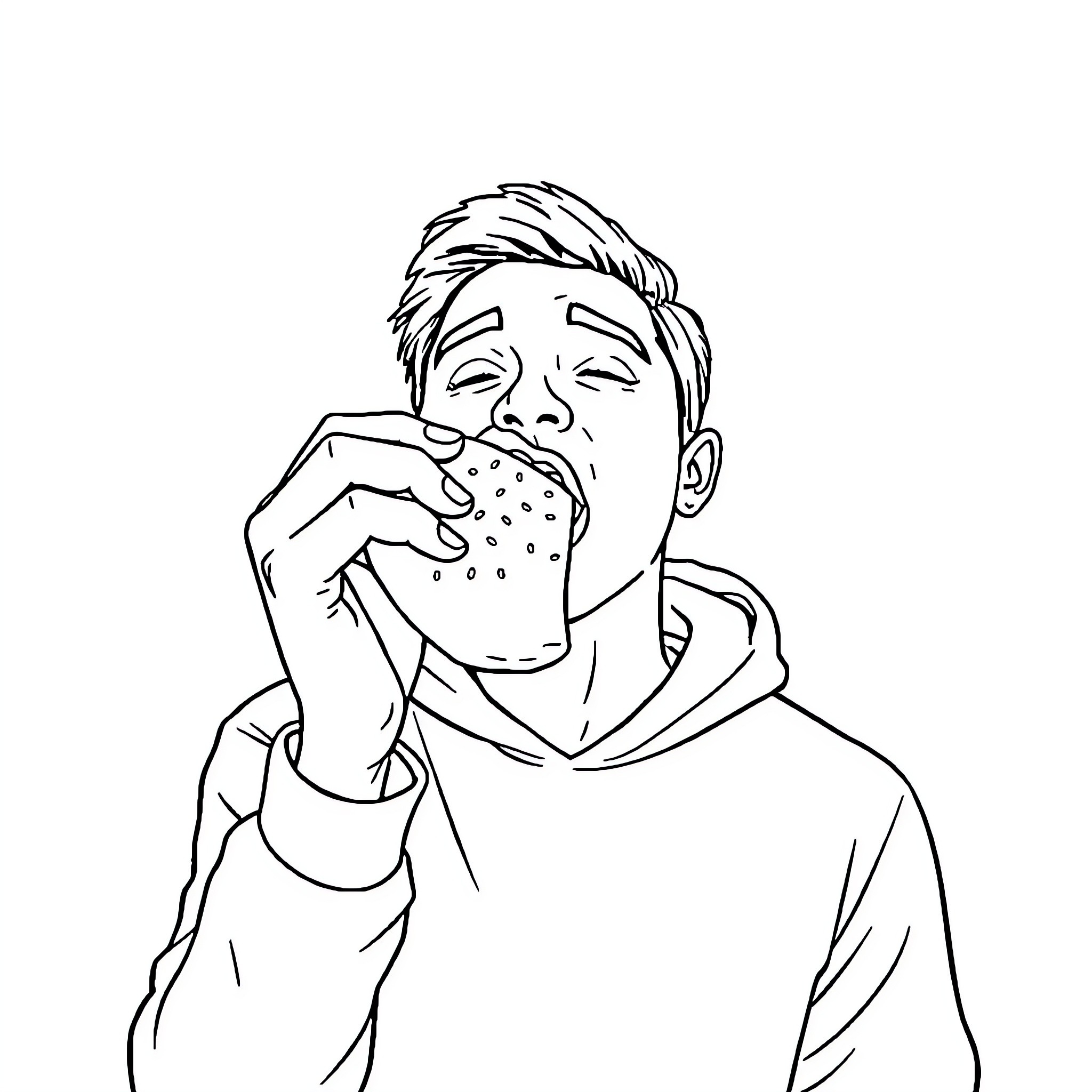 Empanada Enjoyed with Delight Coloring Page (free black-and-white line drawing printable PDF for all, from beginners to advanced learners, including children, teens, adults, and seniors)