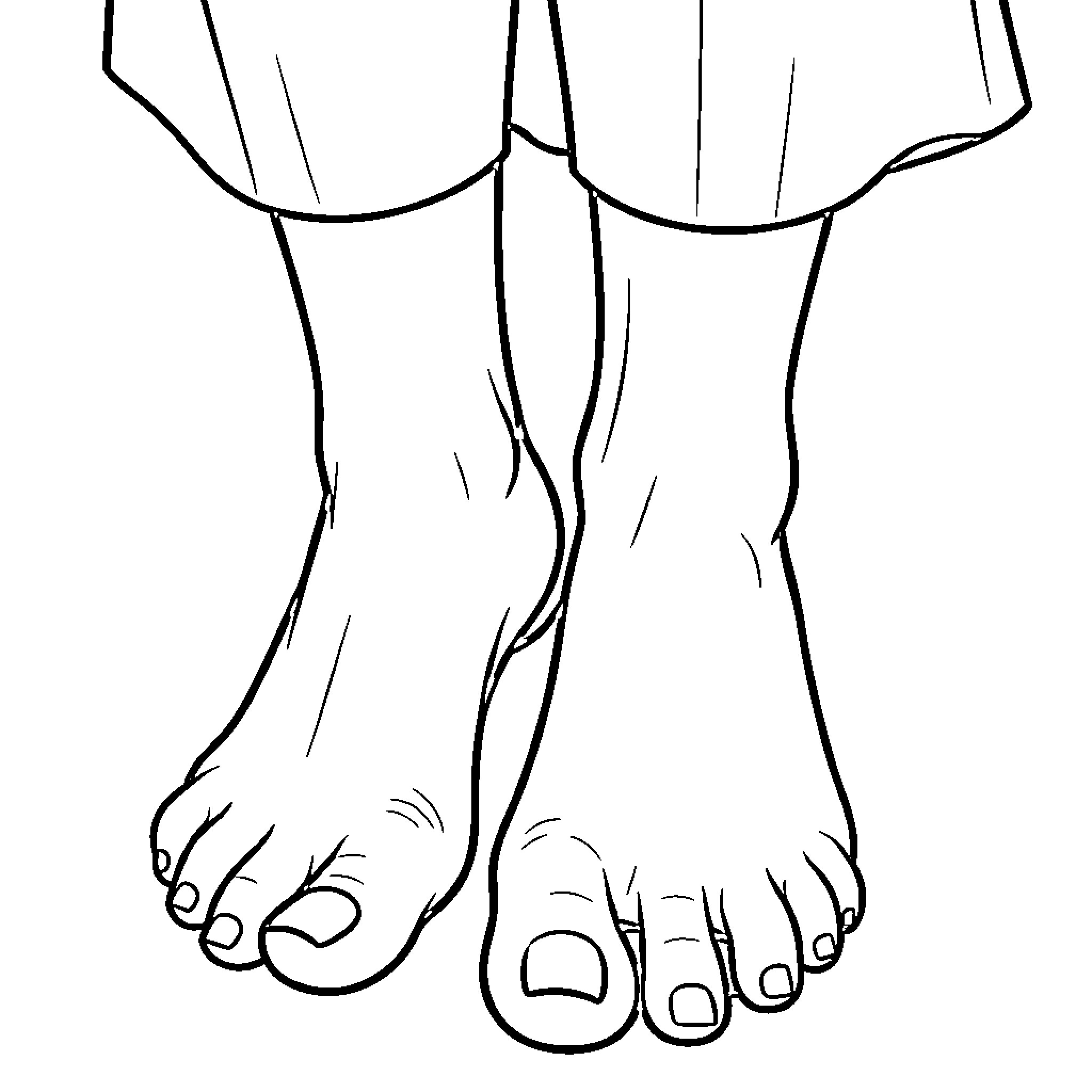 Woman standing barefoot in casual clothing Coloring Page (free black-and-white line drawing printable PDF for all, from beginners to advanced learners, including children, teens, adults, and seniors)