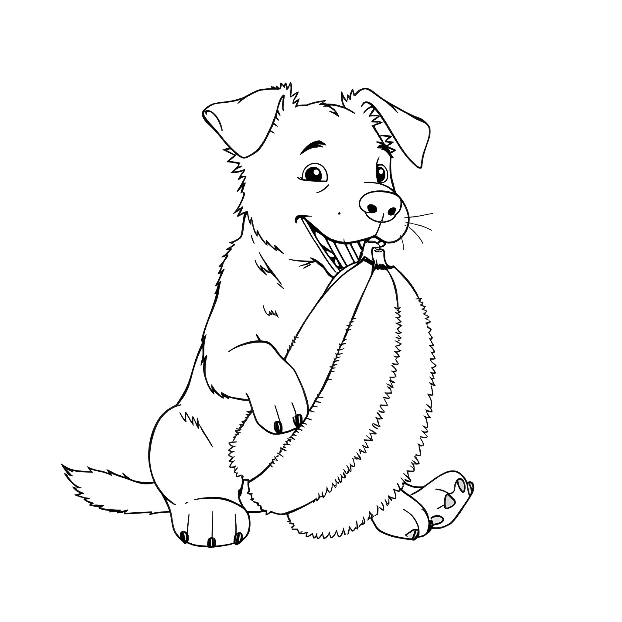 Dog sitting happily with tongue out Coloring Page (free black-and-white line drawing printable PDF for all, from beginners to advanced learners, including children, teens, adults, and seniors)