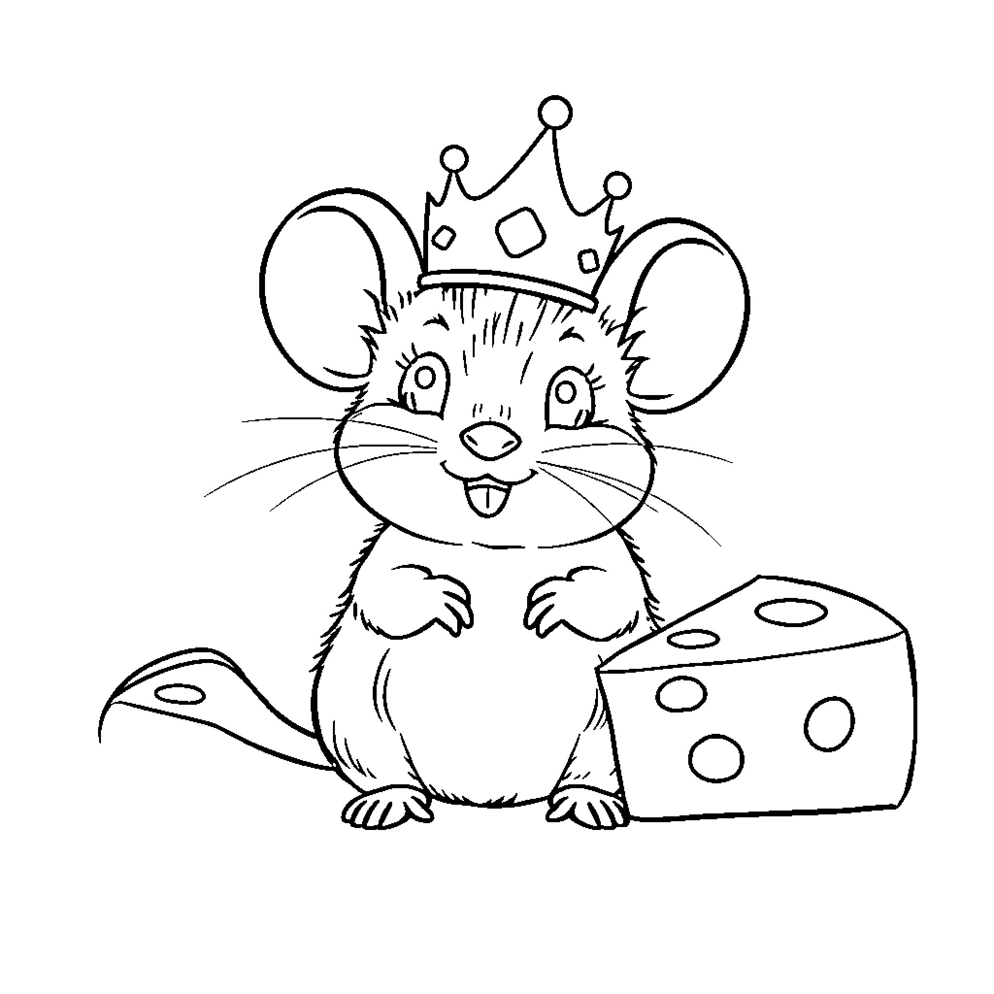Mouse dressed as a prince playing with dice Coloring Page (free black-and-white line drawing printable PDF for all, from beginners to advanced learners, including children, teens, adults, and seniors)
