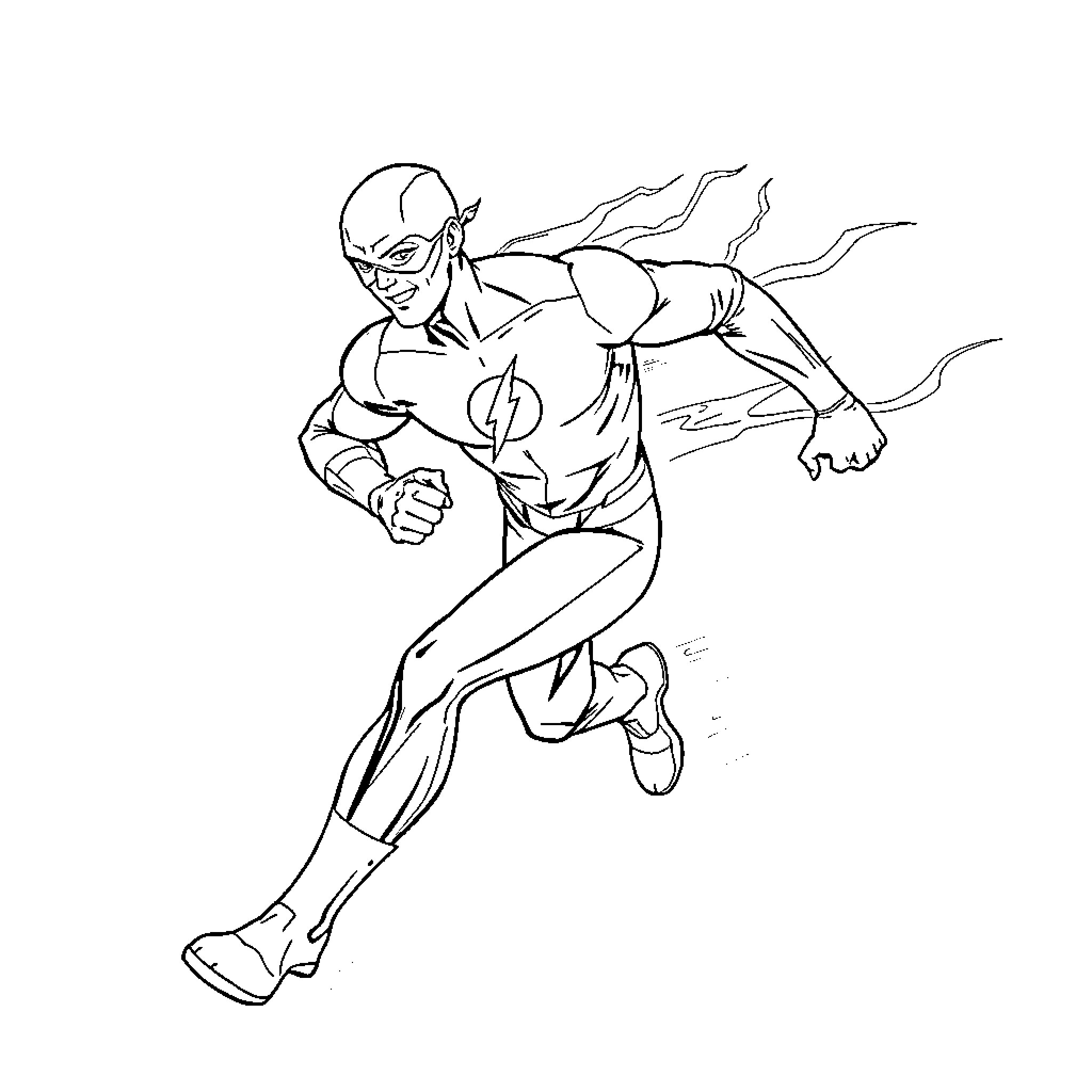 Flash Dashing Through Action and Power Coloring Page (free black-and-white line drawing printable PDF for all, from beginners to advanced learners, including children, teens, adults, and seniors)