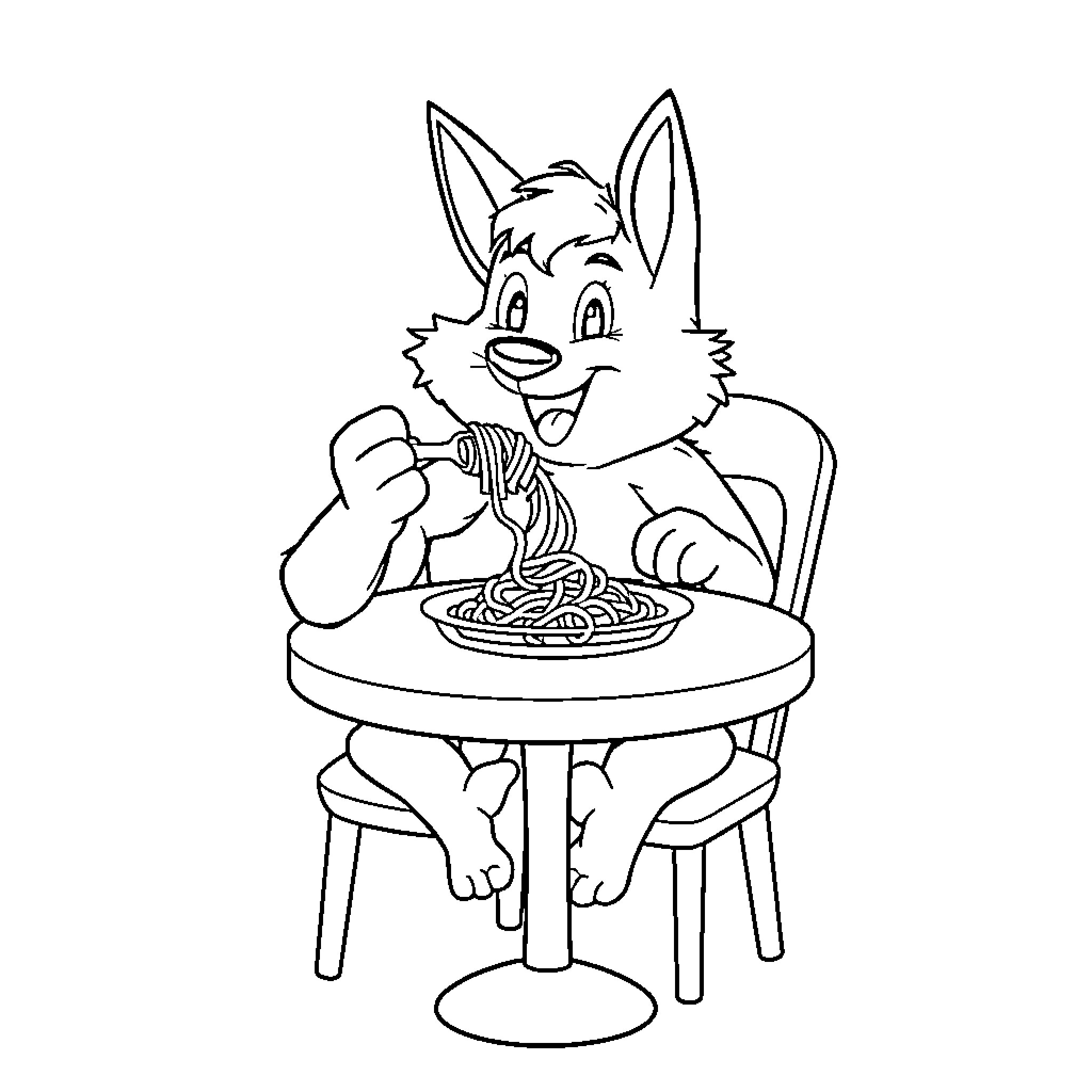 Huntrix enjoying a hearty meal Coloring Page (free black-and-white line drawing printable PDF for all, from beginners to advanced learners, including children, teens, adults, and seniors)