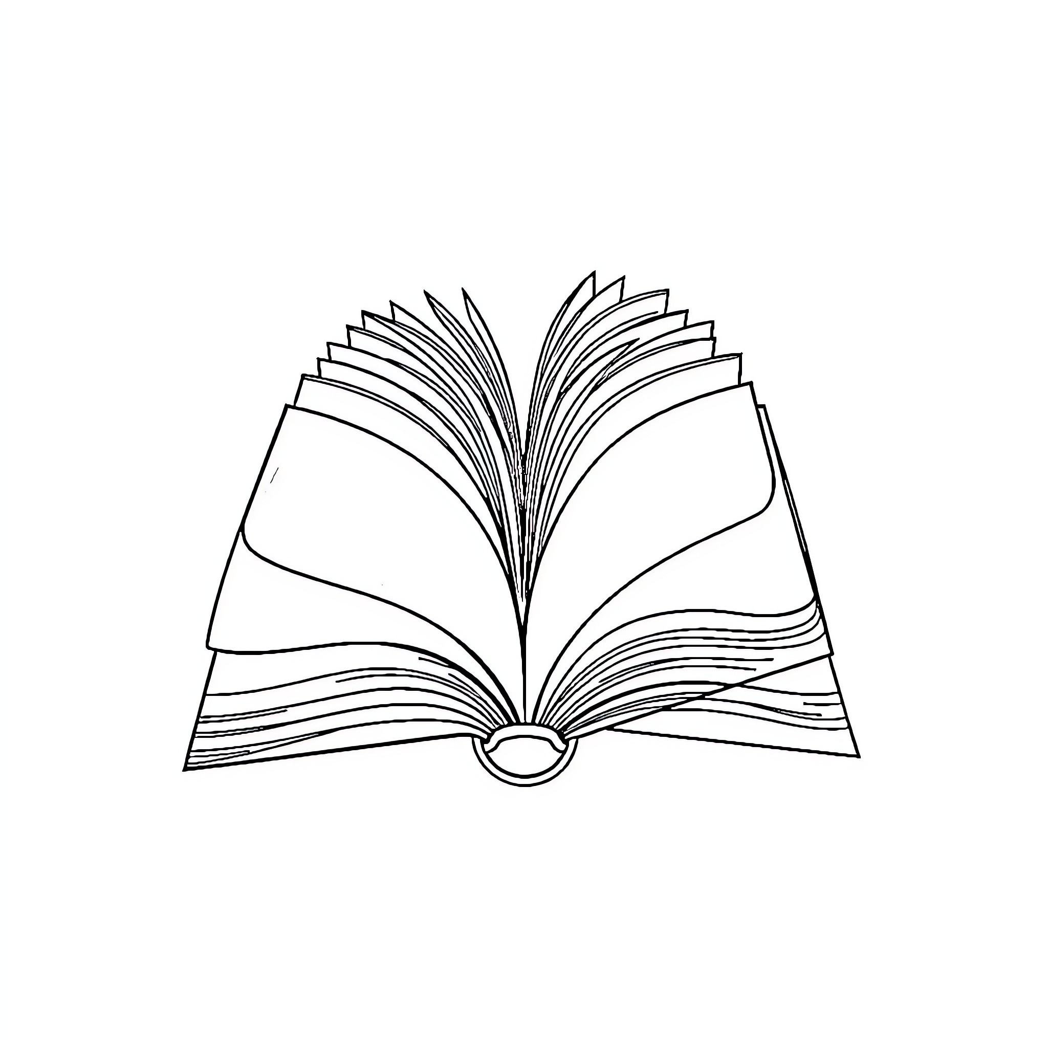Book with open pages and abstract design Coloring Page (free black-and-white line drawing printable PDF for all, from beginners to advanced learners, including children, teens, adults, and seniors)