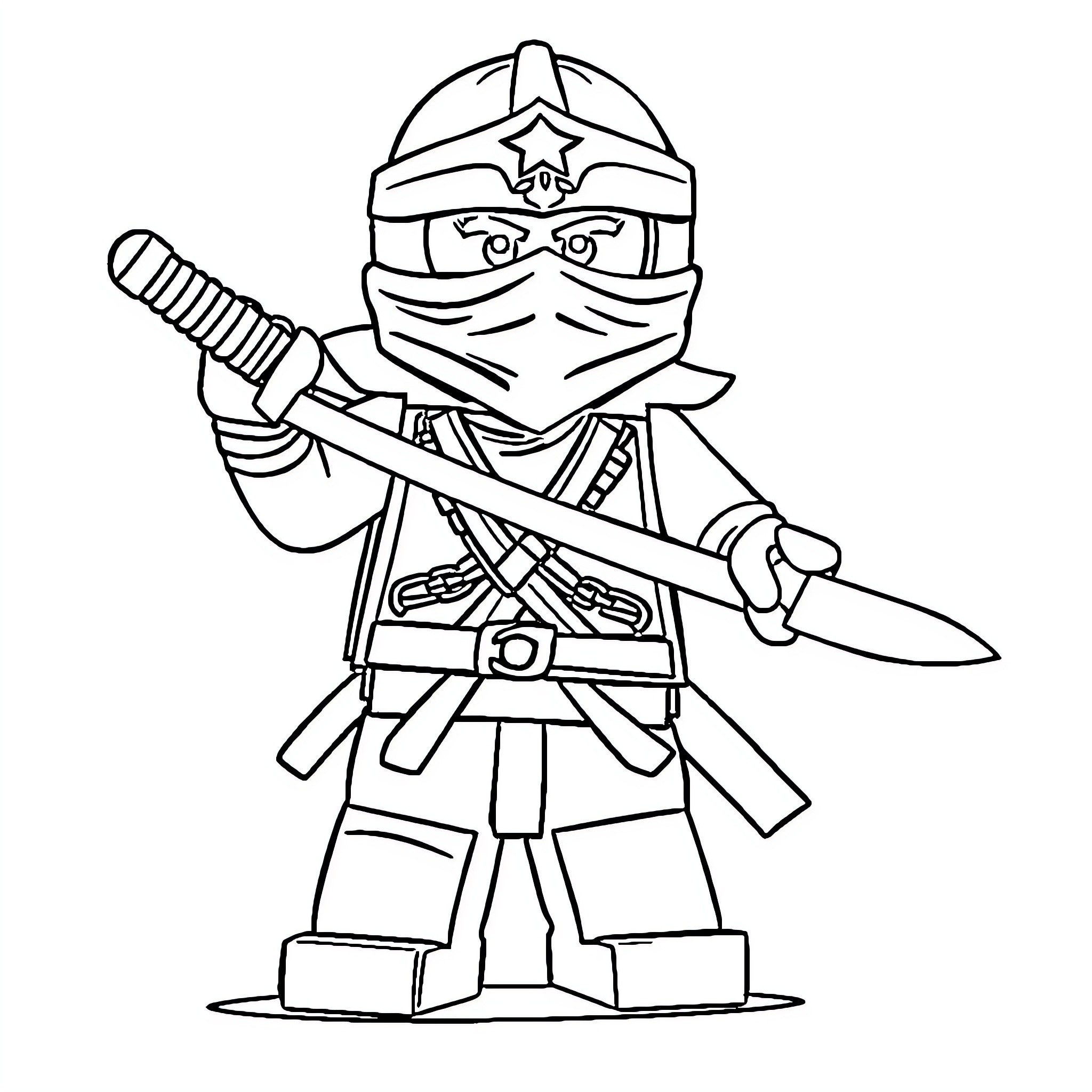 Lloyd the Ninja Warrior in Action Coloring Page (free black-and-white line drawing printable PDF for all, from beginners to advanced learners, including children, teens, adults, and seniors)